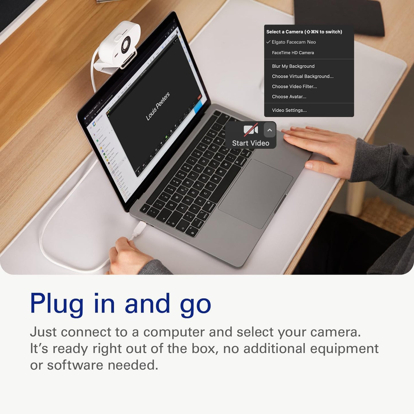 Elgato Facecam Neo, Full HD Webcam with Privacy Shutter | 1080p60 true HD video, HDR enabled, Plug and play setup, Easy-slide shutter, Zero-plastic packaging, USB-C