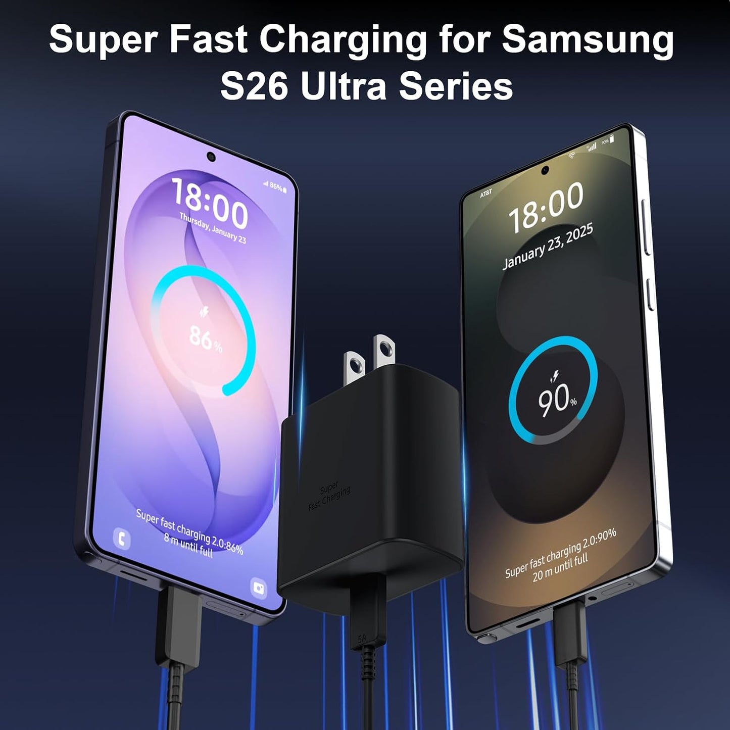 45W USB C Super Fast Charger Type C Charger Fast Charging Android Phone Charger Block with 10FT Type C Charging Cable for Samsung Galaxy S26 Ultra/S26/S26+/S25/S25 Ultra/S25+/S24 Ultra/S23 Ultra/S22