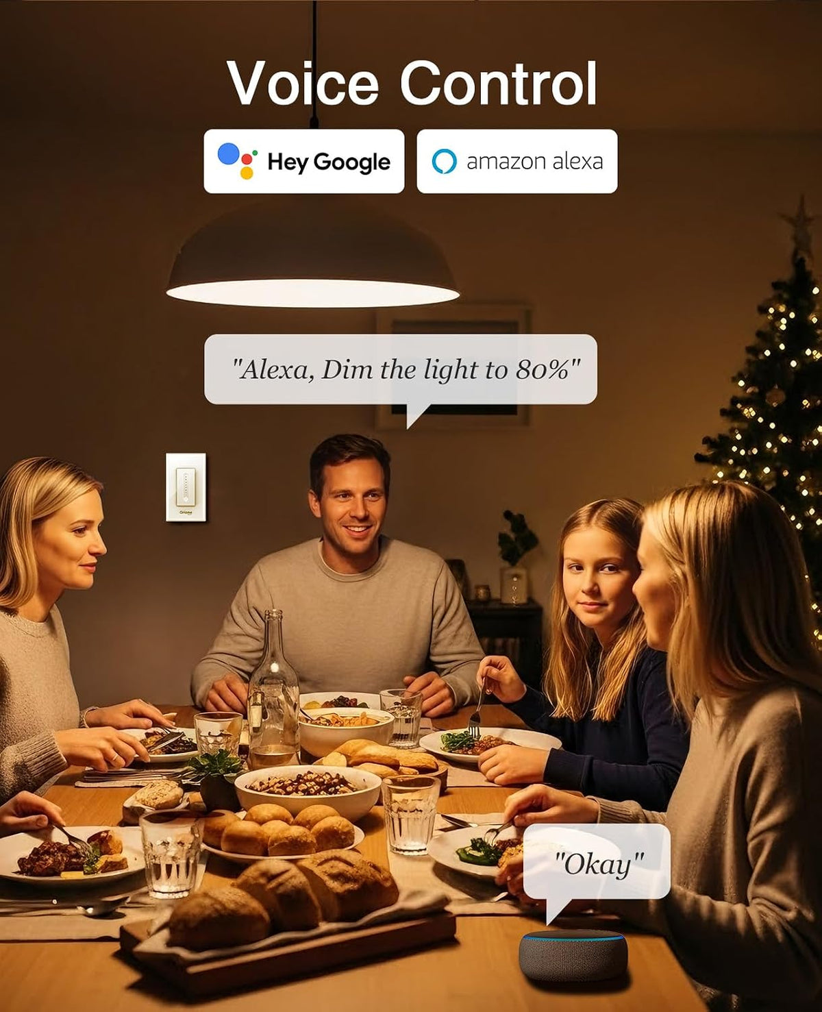 GHome Smart Dimmer Switch, Single Pole, 2.4GHz WiFi Dimmer Light Switch Works with Alexa and Google Home, Voice & APP Remote Control | Timer & Schedule | UL FCC Certified, Neutral Wire Required, 3 PCS