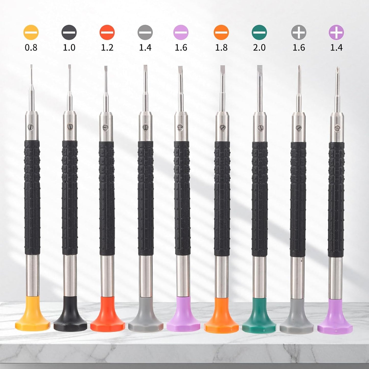 Watch Screwdriver Set with 9pcs Precision Slotted and Phillips，9pcs Different Sizes With 9 Extra Replace Blades Watchmaker Screwdriver Set for Watch/Eyeglass/Jewelry Repair