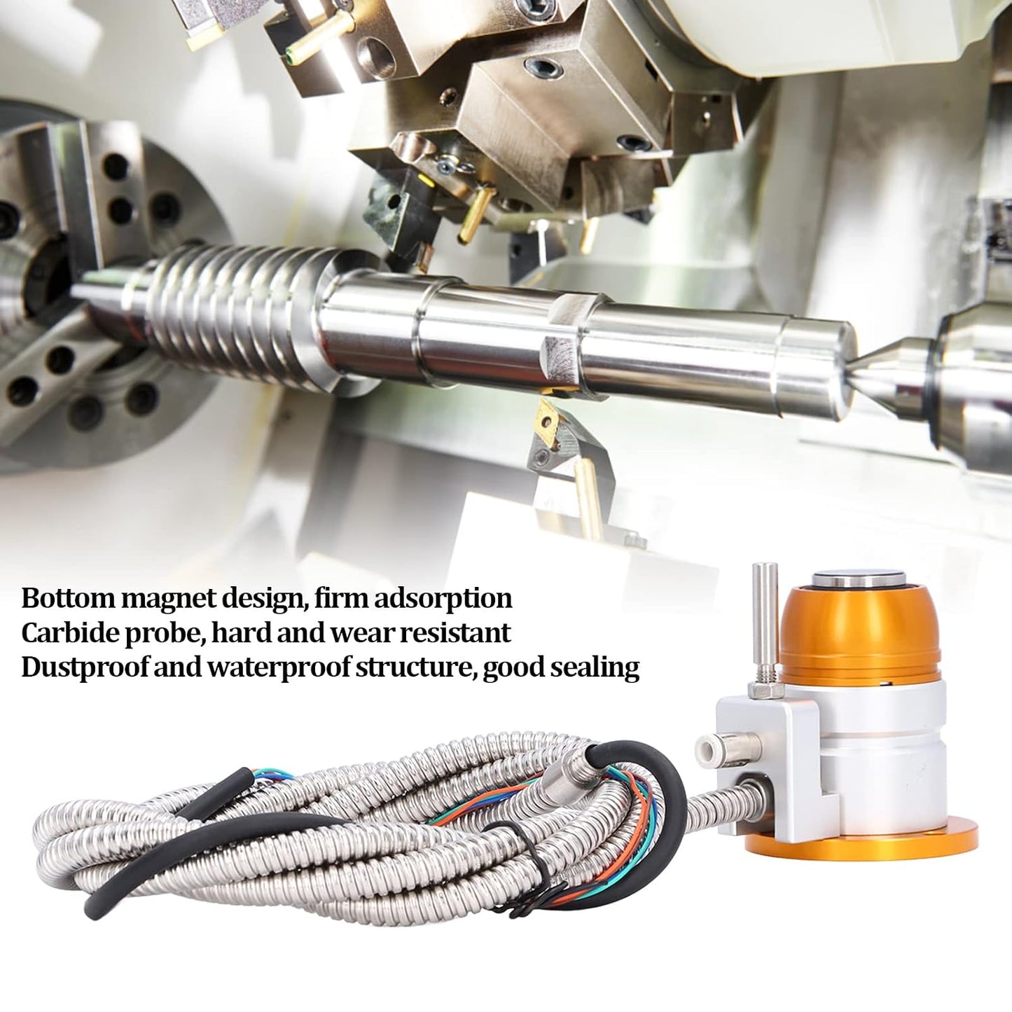 BTER CNC Automatic Tool Sensor Gauge, DC 24V Normally Closed CNC Z Axis Tool Setter, High Accuracy Aluminum Alloy Z Axis Probe Tool Touch Sensor Setting Gauge for CNC Router Engraving Machine