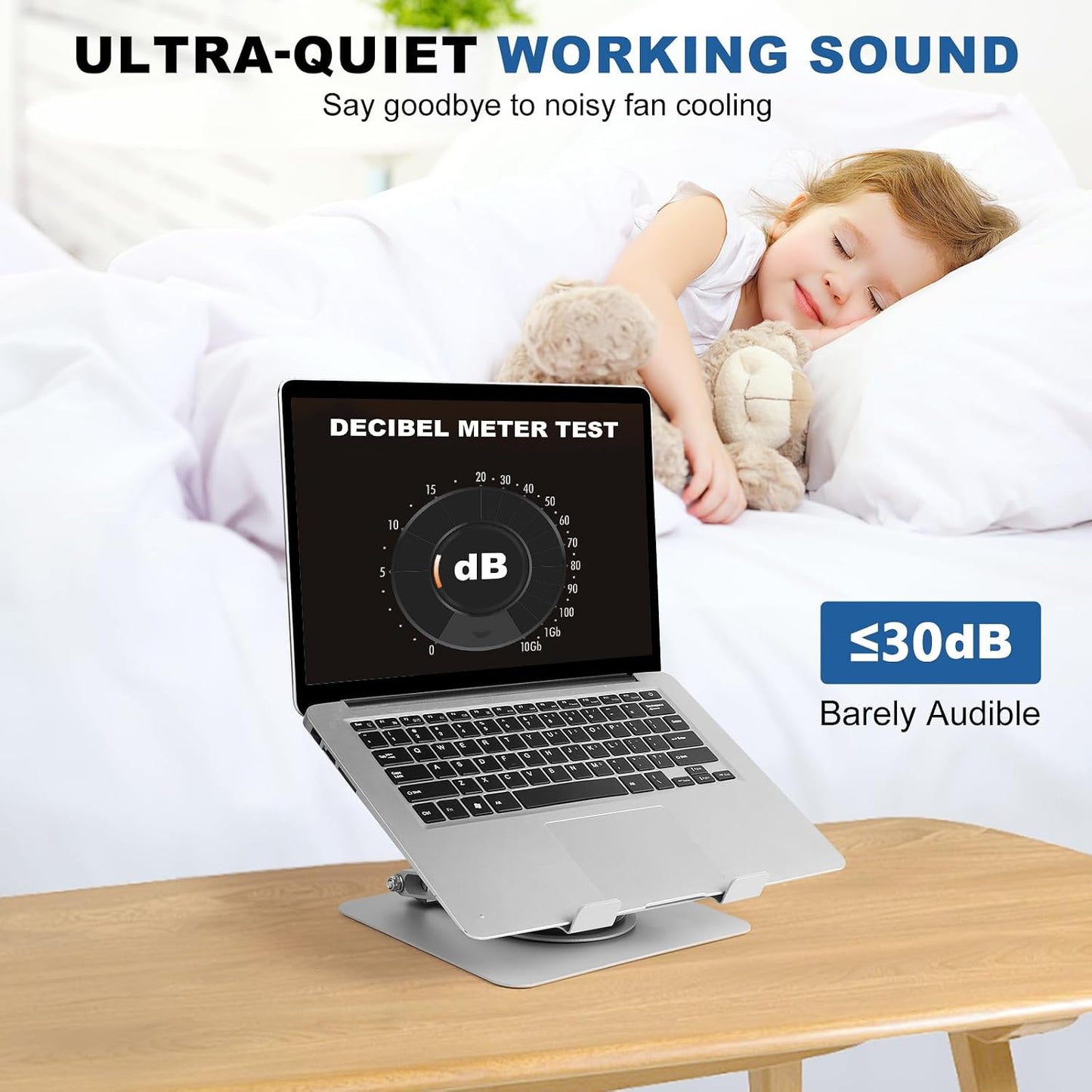 Laptop Cooling Stand with 2 Detachable Fans, 360° Rotating Adjustable Laptop Stand, Carbon Steel Ergonomic Laptop Riser, Anti-Slip Base for 10-17.3" Notebook MacBook, Office Home Gaming