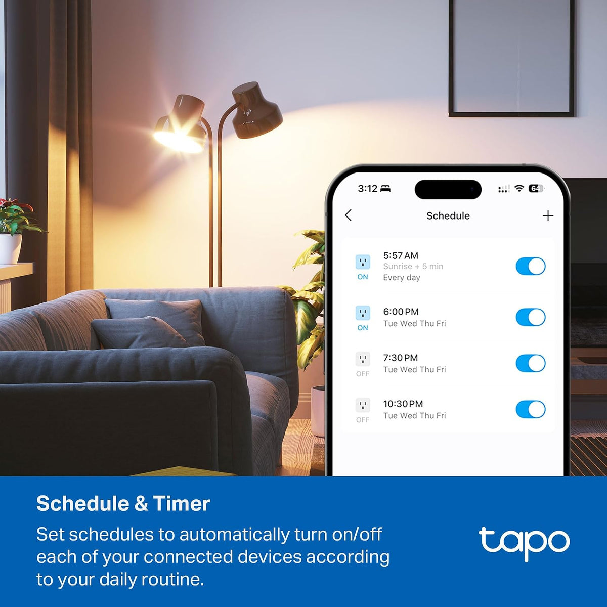 Tapo Smart Wi-Fi Power Strip, Matter, P316M, Energy Monitoring