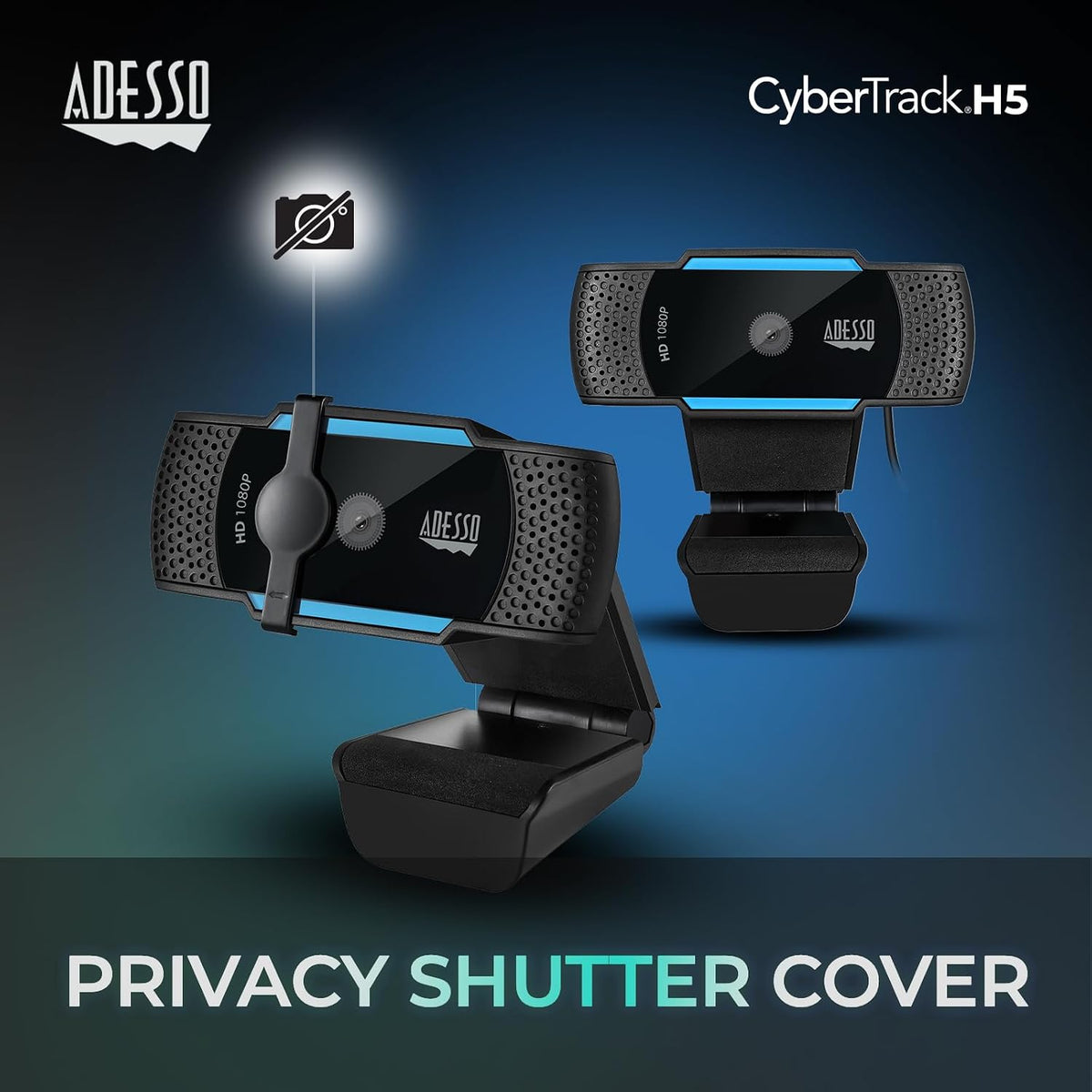 Adesso Cybertrack H5 1080p HD Webcam, Black