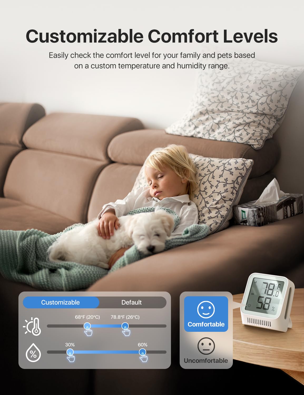 X-Sense Wi-Fi Thermometer Hygrometer with LCD, 3 Sensors & Base Station