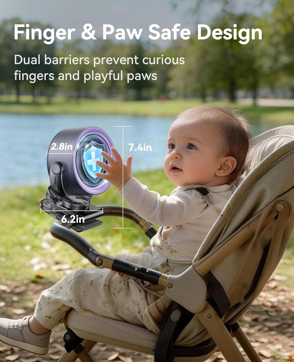 KIMMOO 4000mAh Rechargeable Portable Clip on Fan-100-Speed Touch Control, LED Display, 360° Rotate Quiet Turbo Desk Fan, Small Battery Operated USB Fan for Stroller Bed Travel Camping Golf Gym (Grey)