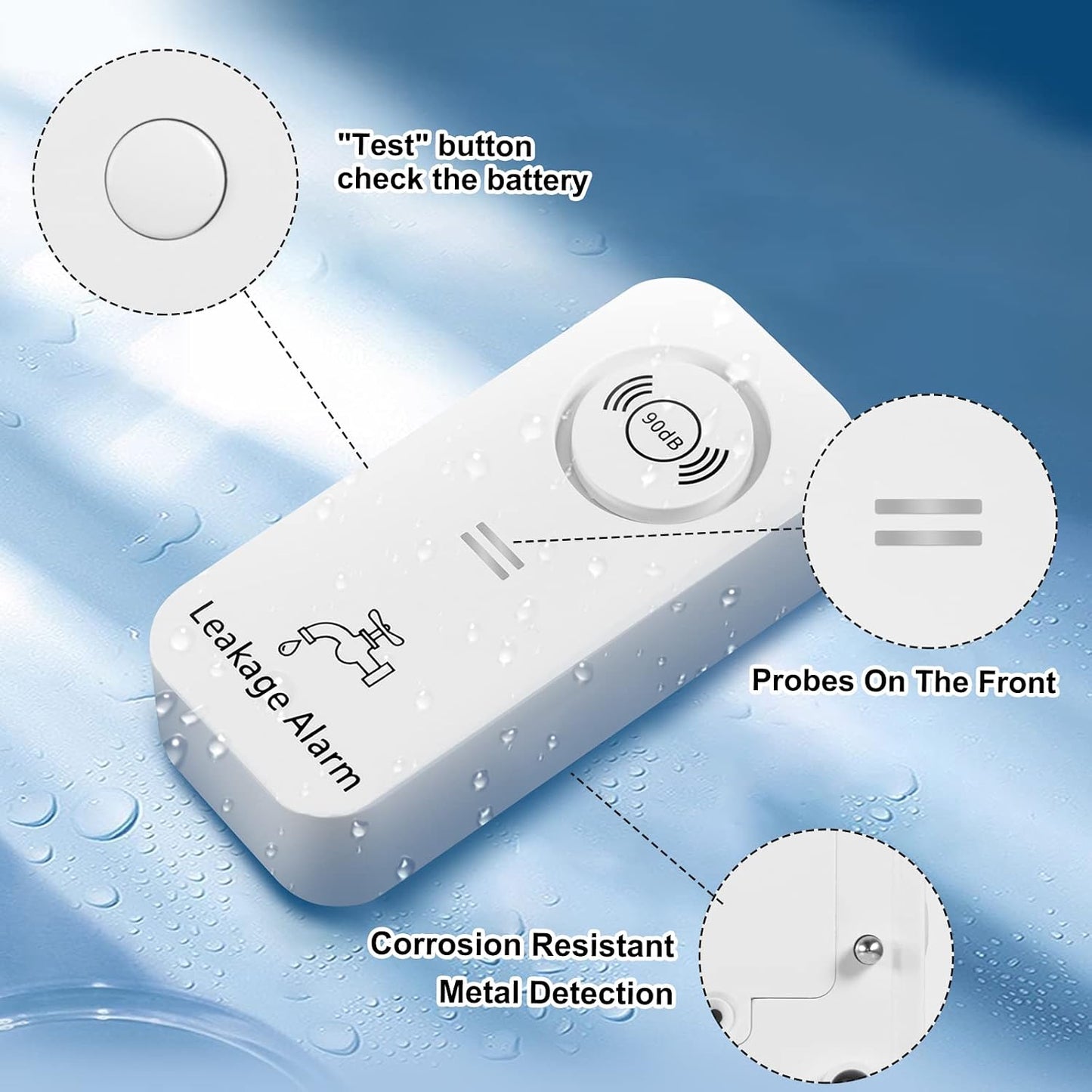 TOWODE Water Detectors Wireless 90dB Alarm Sensor, Sensitive Leak and Drip Alert for Kitchen Bathroom Basement (3 Pack)