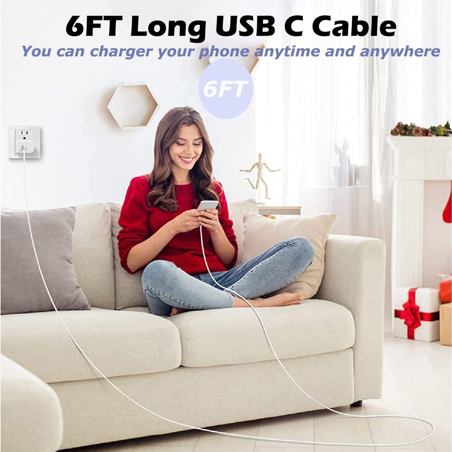 [Apple MFi Certified] iPhone Air/17 Charger,USB C Fast Charging 2Pack 20W Apple Charger Type C Block 6FT USB C to C Woven Cable for iPhone 17 Pro Max/16 Plus/16 Pro Max/15 Pro Max,iPad Pro/Air/AirPods