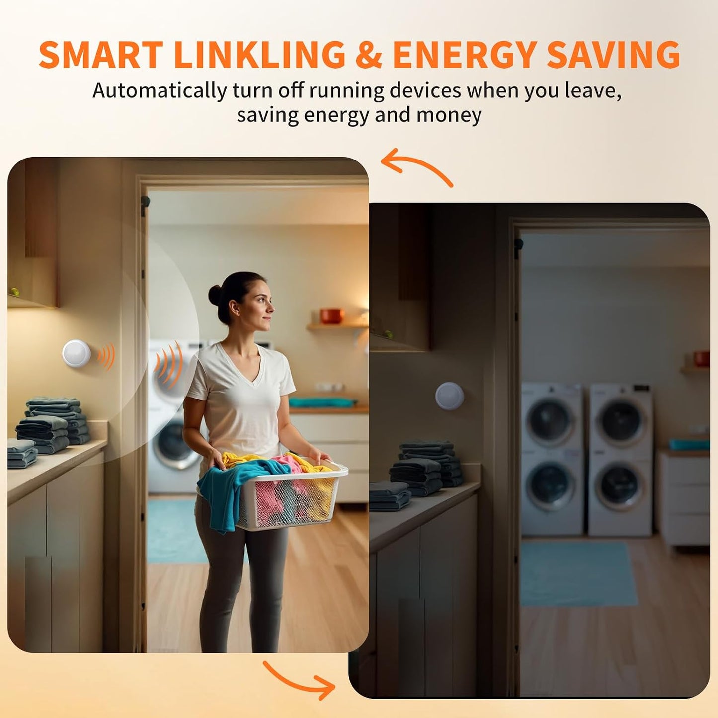 Wireless Motion Sensor Light Switch with Built-in Timer Settings, PIR Motion Sensor Plug Outlet with 3 Adjustable Ranges, Auto On/Off, Ideal for Garage &amp; Storage Room, Compatible with All Light Bulbs