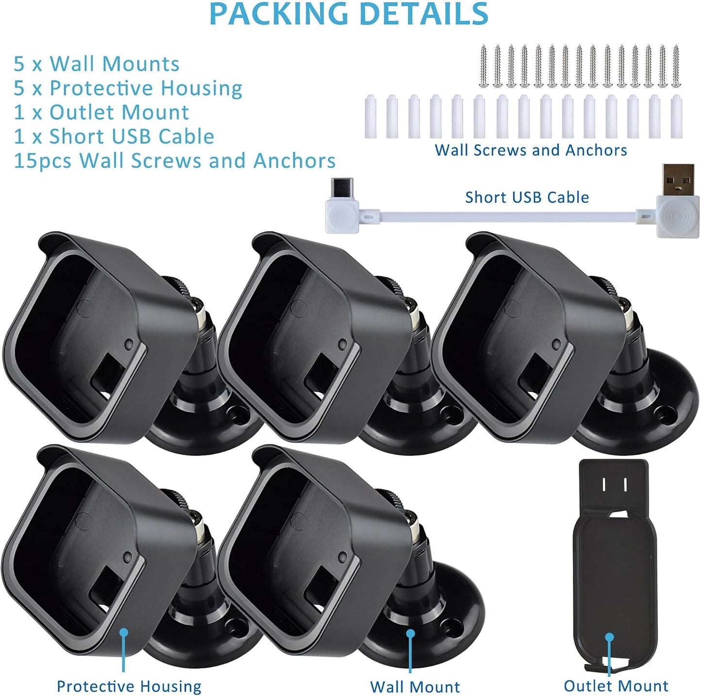 5PACK Blink Outdoor Camera Mount Bracket with Sync Module Core/XR Outlet Mount for Blink Outdoor 4th/3rd Camera (Camera Not Include)