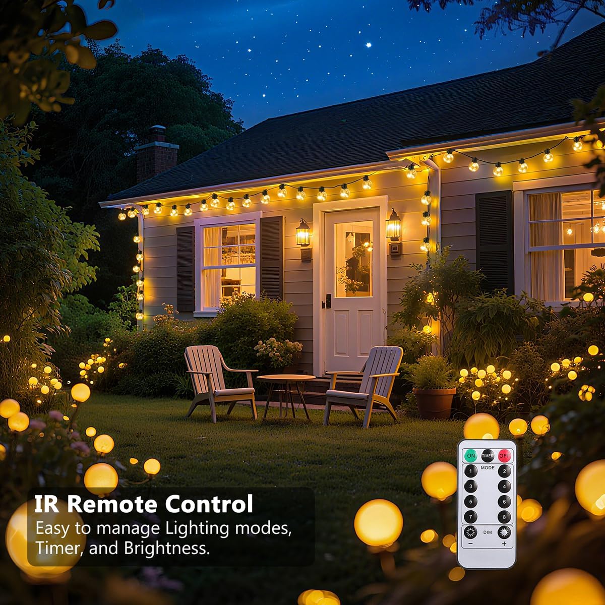 30ft Outdoor String Lights Battery Powered, 20 G40 LED Patio Bulbs | Warm White,Dimmable,Remote,Timer,IP65 Waterproof Hanging Globe Bulb Shatterproof for Backyard Balcony Bistro Christmas Decor