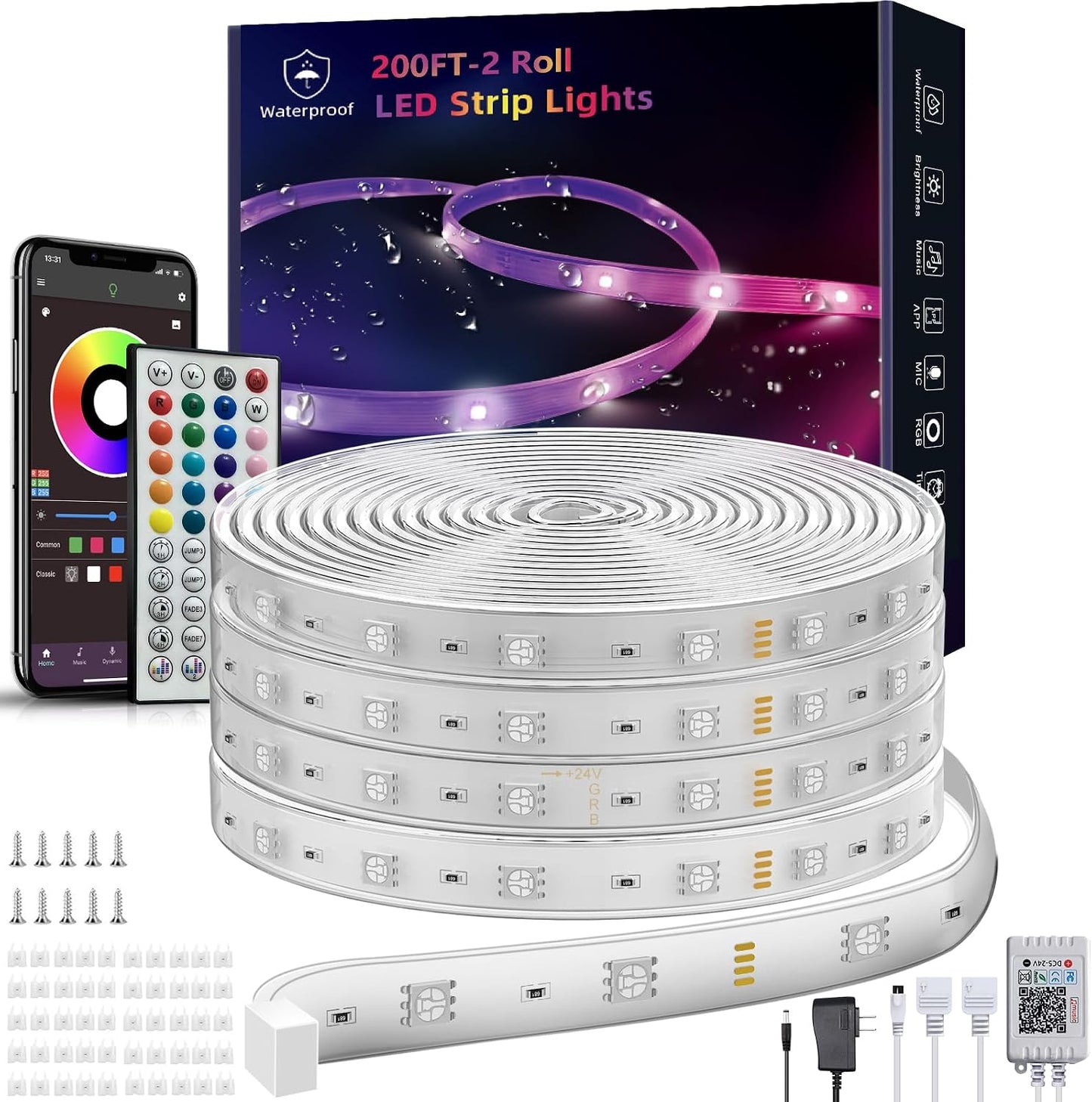 Ledagic 50FT RGB Neon Rope Lights, Outdoor Led Strip Lights Waterproof IP67 with Remote and App Control, Flexible Led Rope Lights, Music Sync Led Lights for Bedroom, Gaming, Outdoors Decor (1 Roll)