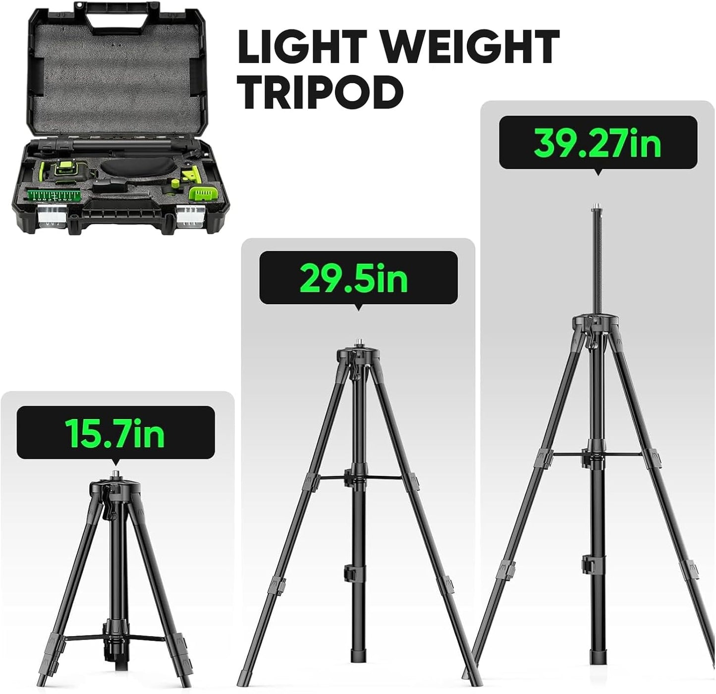 Elikliv Laser Level with Tripod, 4x360° lazer leveler tool | 165Ft Green Laser Level Lines Tool, 360 Self Leveling for Construction, Picture Hanging, Floor Tile, Renovation