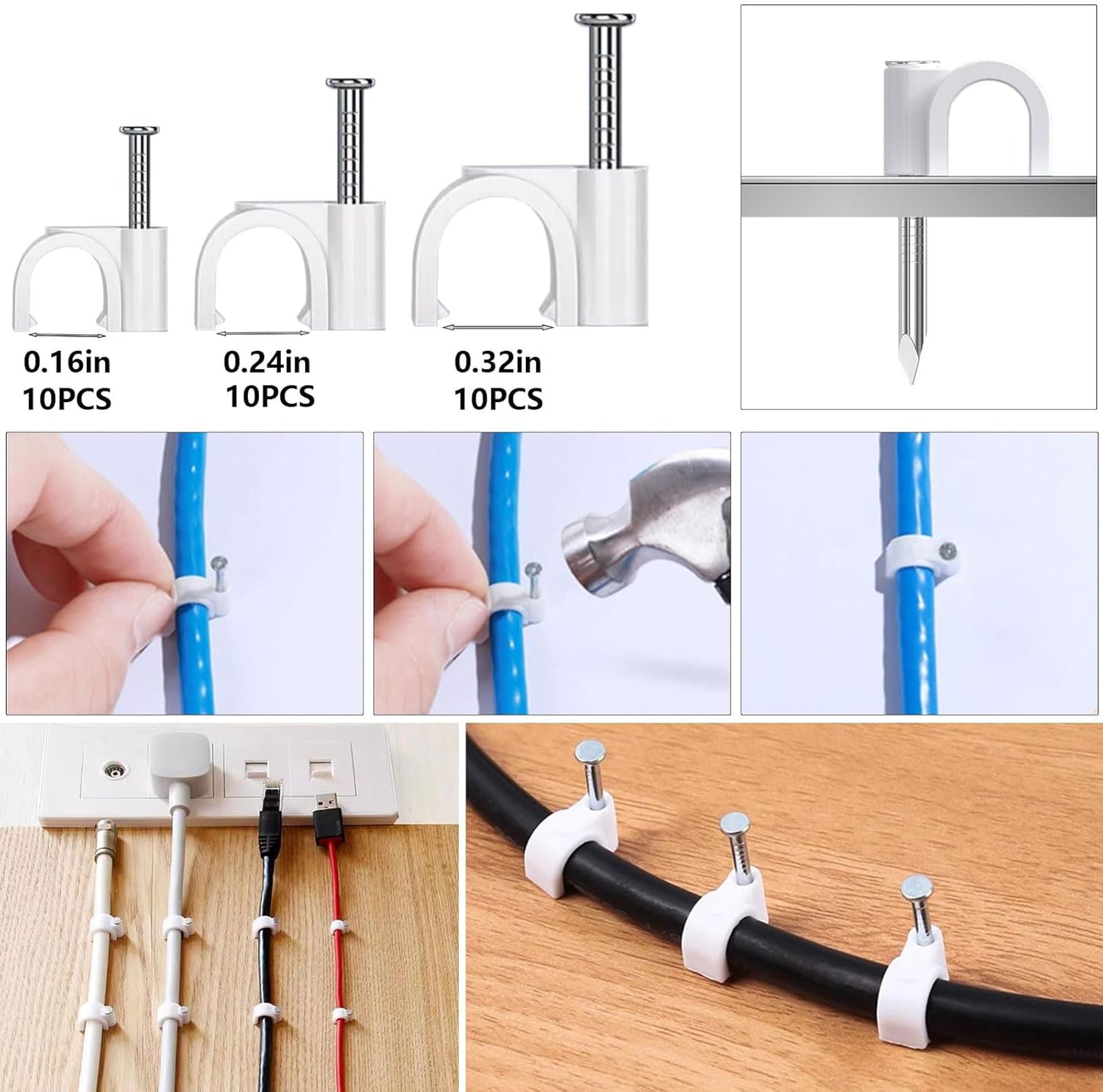 ELII 328Pcs Cable Management Kit, 8 Magnetic Cable Holder 69 Cable Clips | 4 Cable Sleeve Split,22Reusable Cable Strap,200 Nylon Cable Zip Ties ,25 Mounts TV Office,Nontoxic,Extra Strong Durable