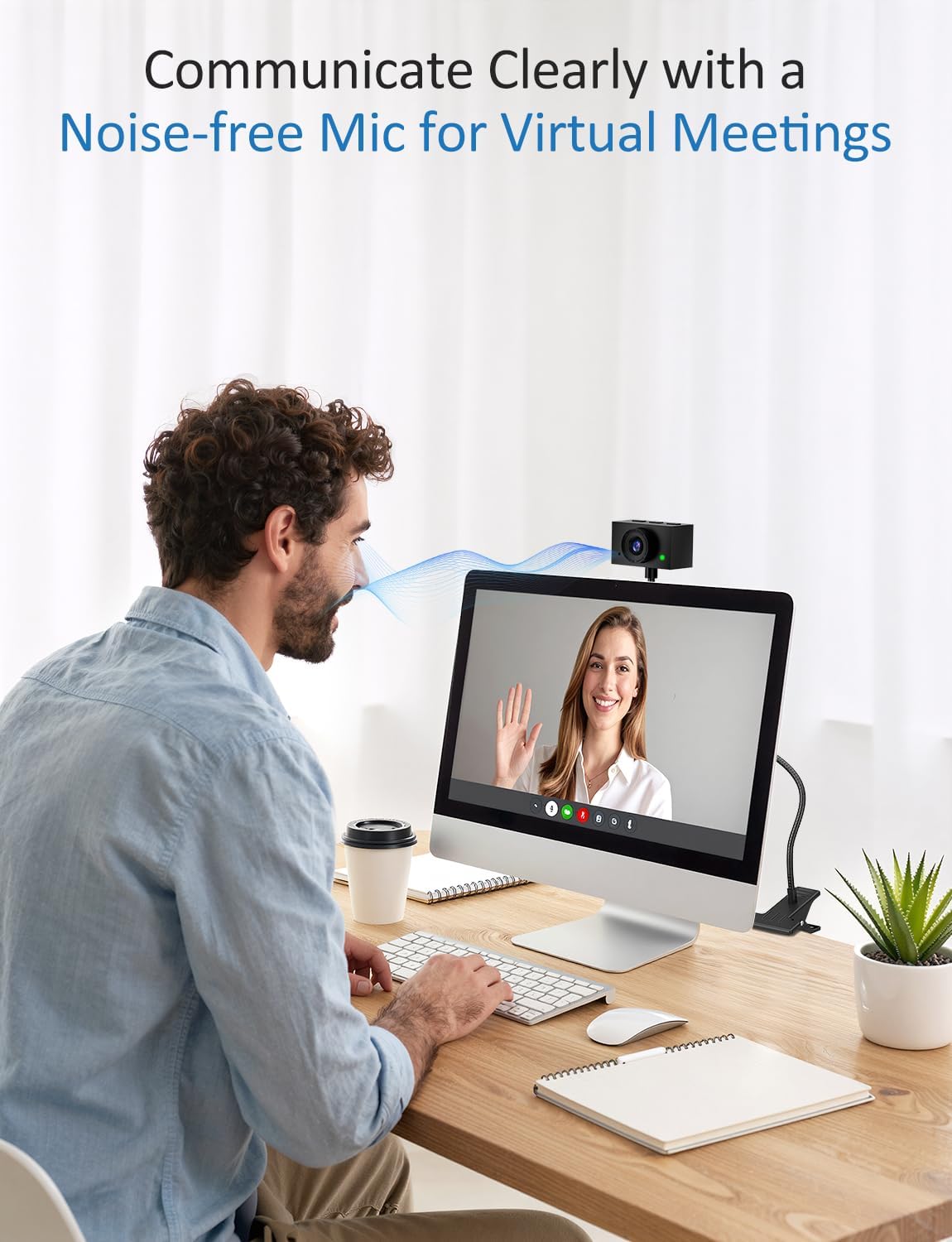 Webcam with Stand, 2K Webcam for PC with Microphone, HD Laptop Web Camera | Wide Angle Webcam With FOV 95°, USB Plug & Play, Manual Focus, Zoom Computer Webcam for Online Teaching, Video Calls