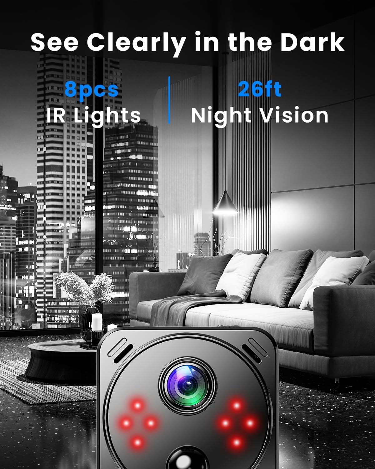VIDCASTIVE 4K Mini Hidden Camera Dual-Band 2.4/5GHz WiFi Indoor Security Camera with AI Human Detection, Night Vision, Cloud/SD Storage, Up to 150 Days Standby Battery Life