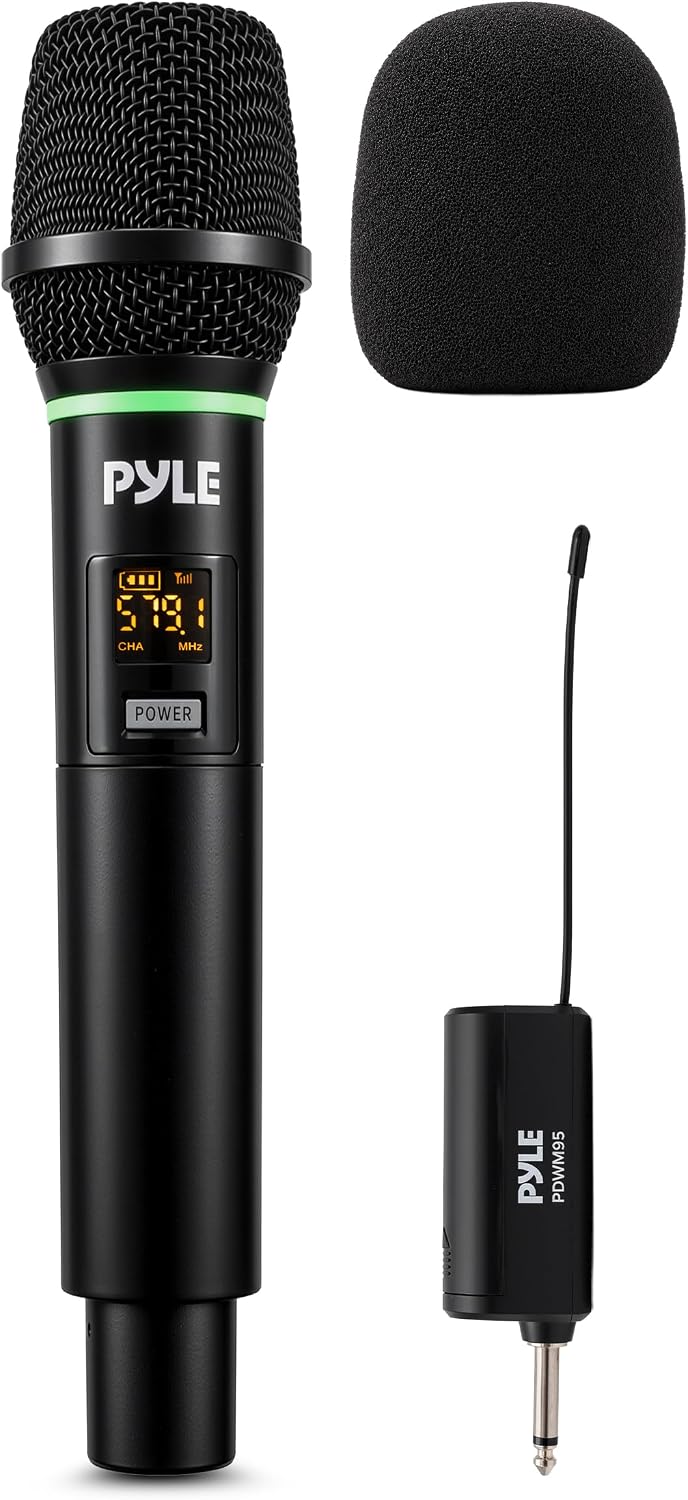 Pyle Professional USB Microphone System - 16-Channel Dynamic Portable Mic with Long-Range Clear Sound, Rechargeable Wireless Microphone for Singing, Stage, Church and Studio Usage