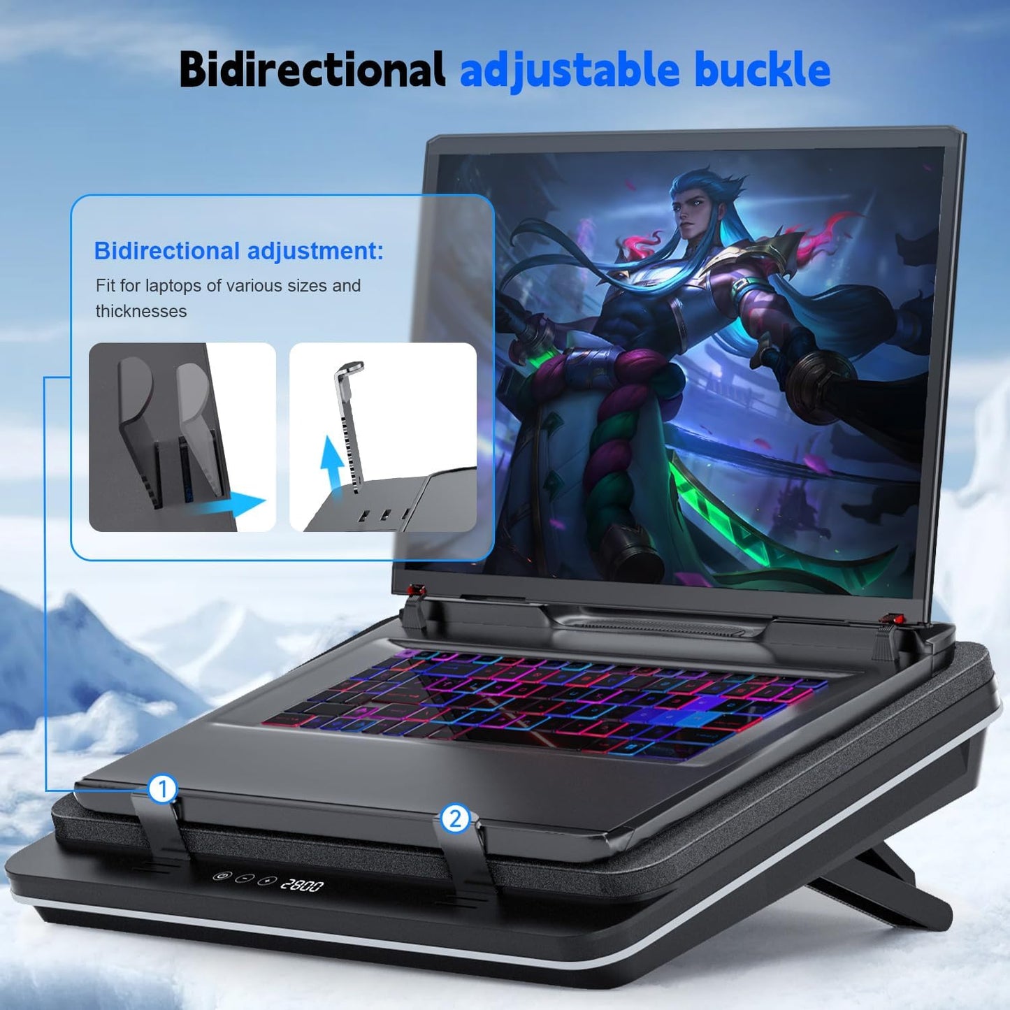 IETS GT600 Laptop Cooling Pad Equipped with Gigantic Turbo-Fan（5.5inch Diameter）,Sealed Foam for Rapid Cooling Gaming Laptop,14.1-19.3 inch Laptop Cooler with 3-Port USB Hub,Dust Filter,Touch Start