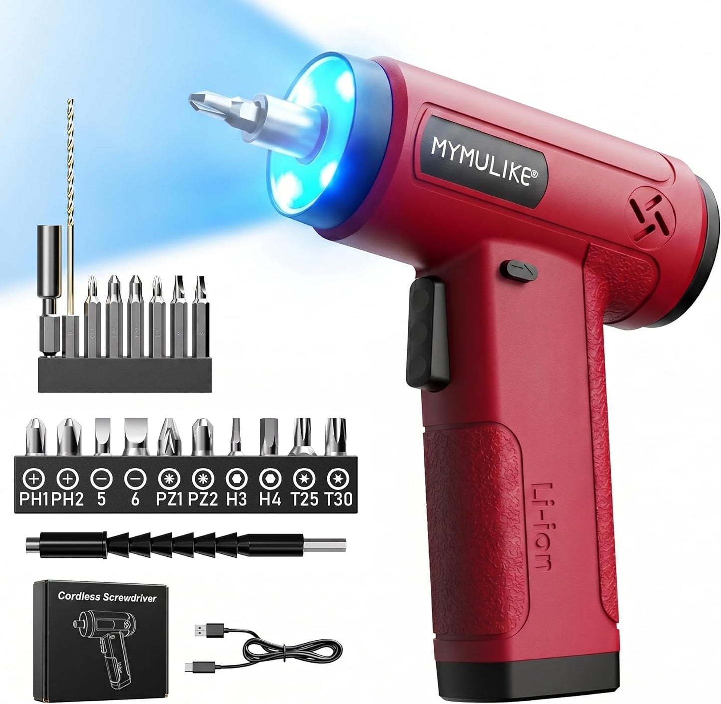 Cordless Electric Screwdriver, 3.6V usb Charging 2-3hours, Small Drills for Moving, Disassembling and Reassembling Cabinets and Beds not Suitable for Construction Sites and Concrete Drilling