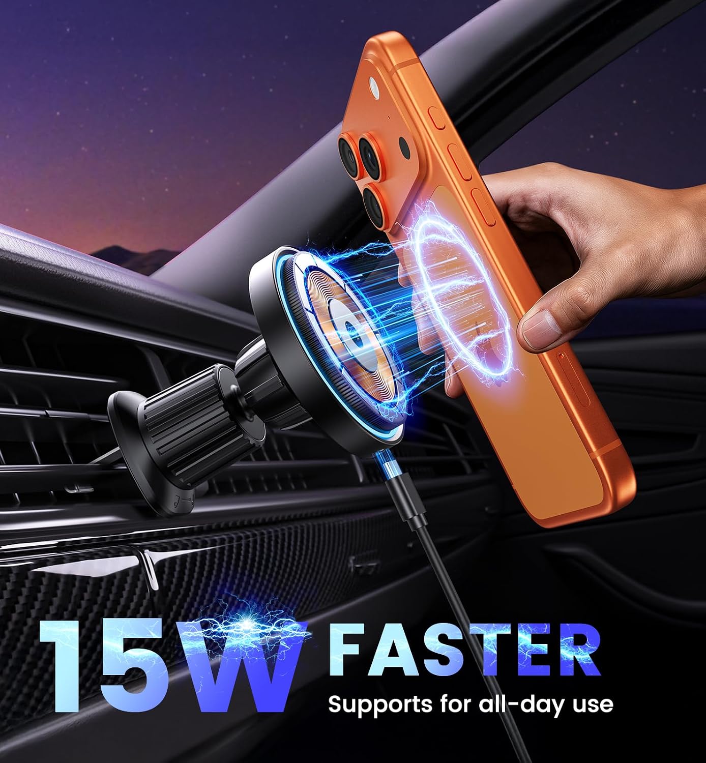 Magnetic Car Mount Charger 15W Magnetic Wireless Car Charger for iPhone 17 Accessories Magnetic Phone Holder for Car 3 in 1 Magnetic Car Mount for iPhone17Pro/16/15/14/13/12 Series Gifts for Men Women