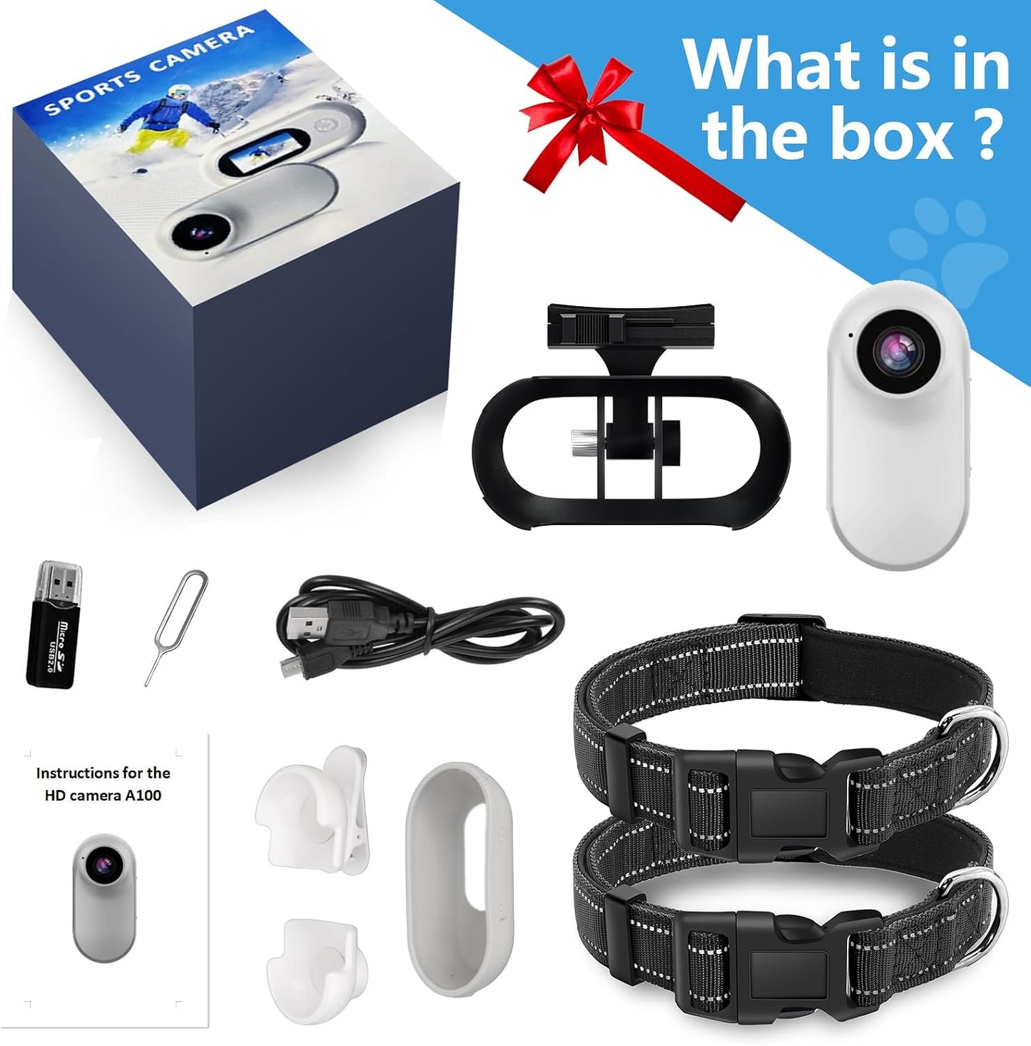 HD 1080P Cat POV Camera Collar with Video Record, Mini Small Sports Video Cameras, Body Cam Outdoor/Inoor No WiFi, Unique Pet Supplies Gift for pet Owners, Dog Moms, cat dads, Ideal Gift