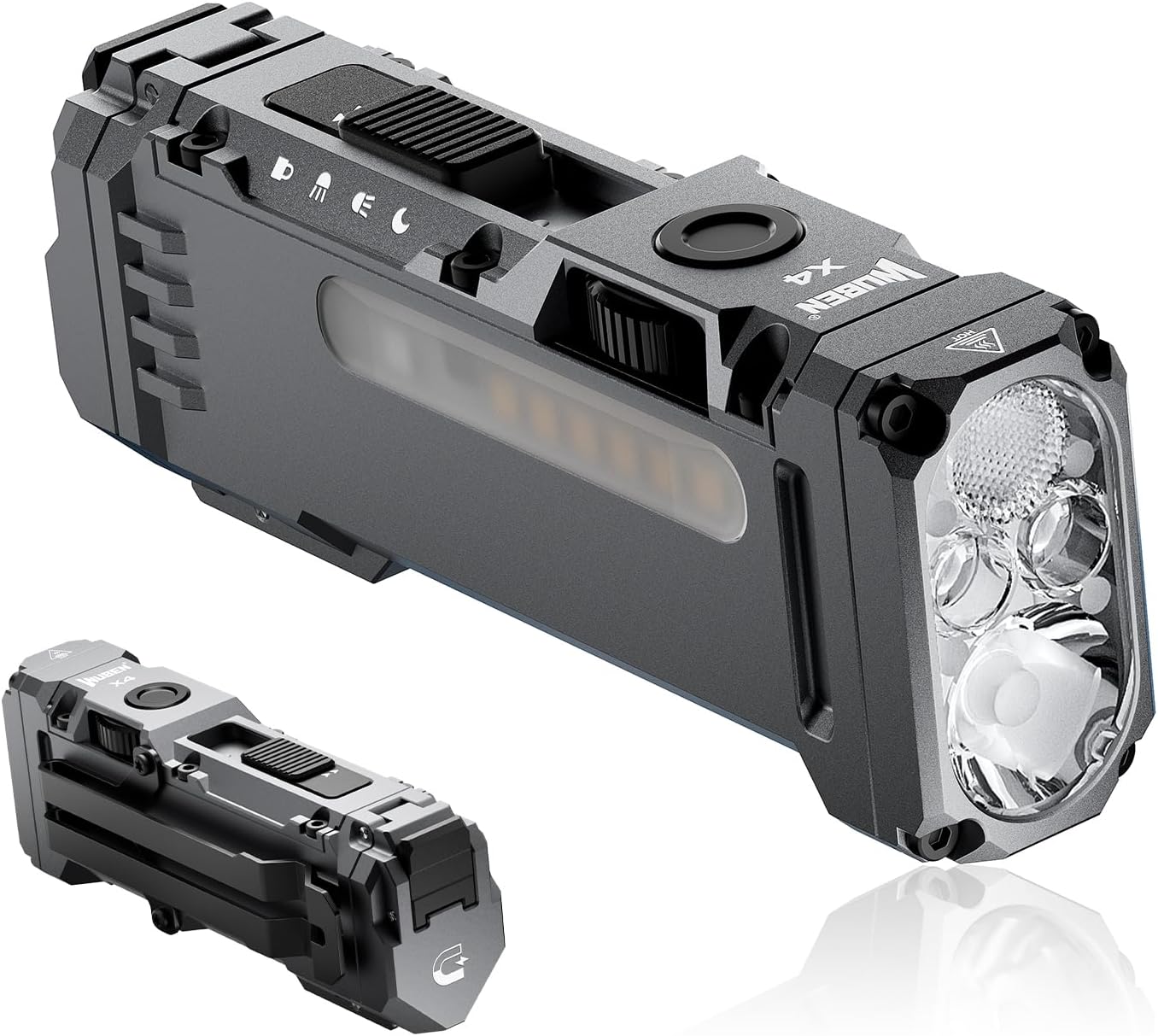 WUBEN X4 Flashlight Rechargeable,Compact EDC Light with RGB Lighting | 1500 Lumens Mini Tactical Flashlight with Clip & Tail switch,Small Handheld Flashlight for Camping,Emergency,Reading & Walks