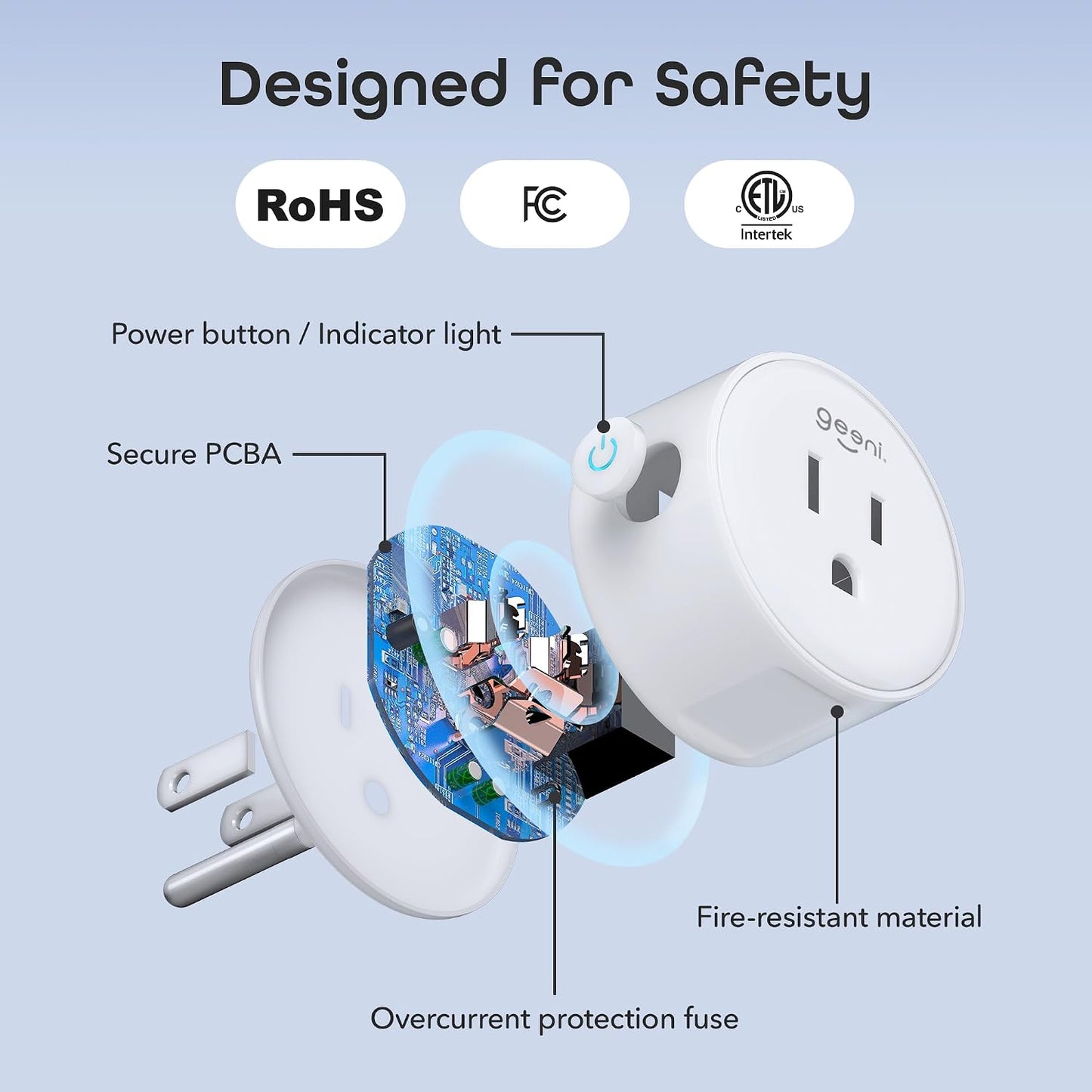 Geeni Dot Smart Plug with 2.4GHz WiFi Connectivity – 2-Pack Compact, Fire-Resistant Smart Outlet Plugs with Schedule & Timer – No Hub Needed, Supports Alexa & Google