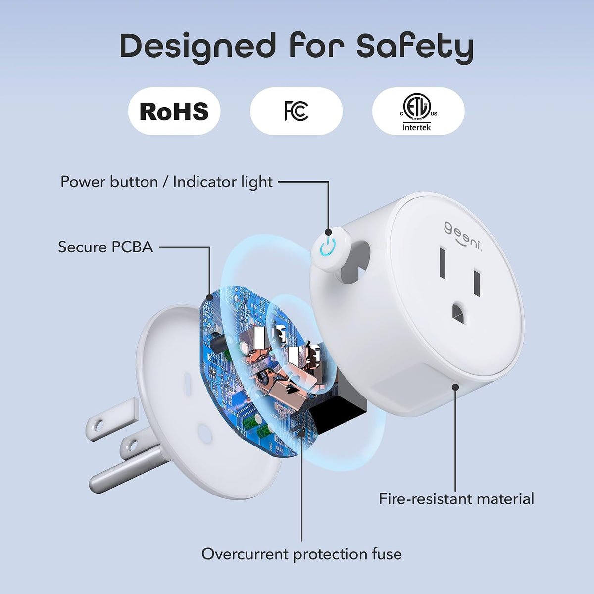 Geeni Dot Plug, 2.4 GHz Wi-Fi, Fire-Resistant, Schedule & Timer, 1-Pack