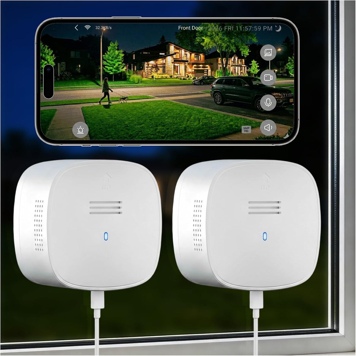 No Drill Window Camera, QHD+ 2880x1620, 2Pack Indoor Window Security Cameras with Color Night Vision for Home Security, 2.4G&5G WiFi, Motion Detection, Compatible with Alexa&Google Assistant