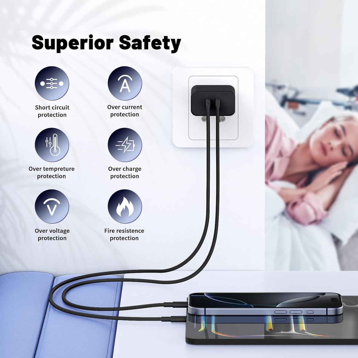QZIIW Super Fast Samsung Charger Type C,45W Dual Port USB C Fast Charger