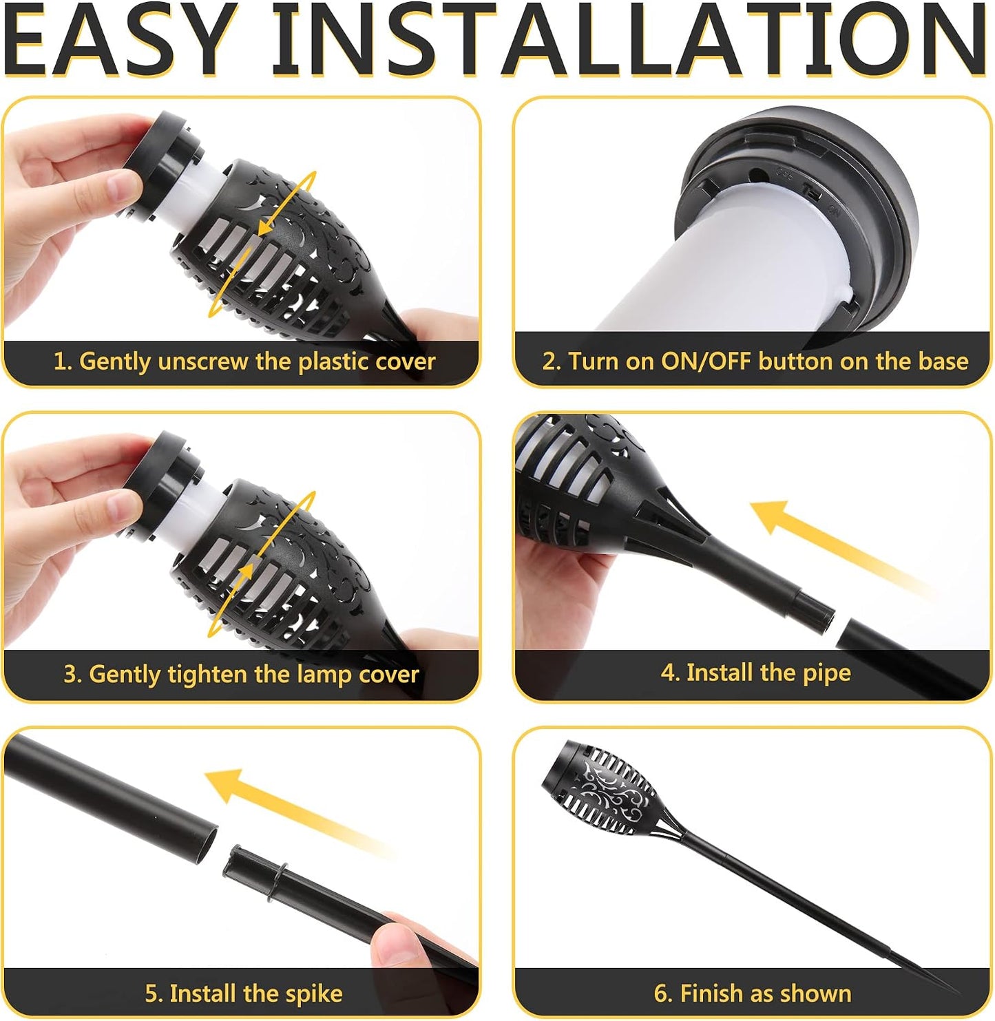 Toodour Solar Torch Flame Lights, 12 Pack Solar Lights Outdoor with Flickering Flame, Waterproof Patio Light Landscape Decoration Lighting for Garden, Lawn, Yard, Outdoor Decorations