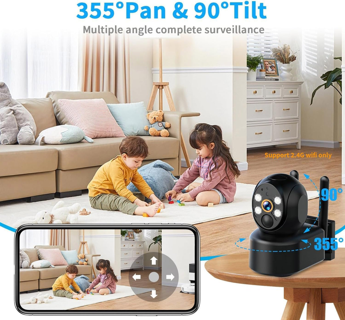 Luovisee WiFi Security Camera Wireless Outdoor 2 Packs,360° PTZ Solar Camera Outdoor Wireless for Home Security,Work with Alexa,AI Motion Detection,PIR Siren,Cloud & SD Card Storage, 2-Way Audio