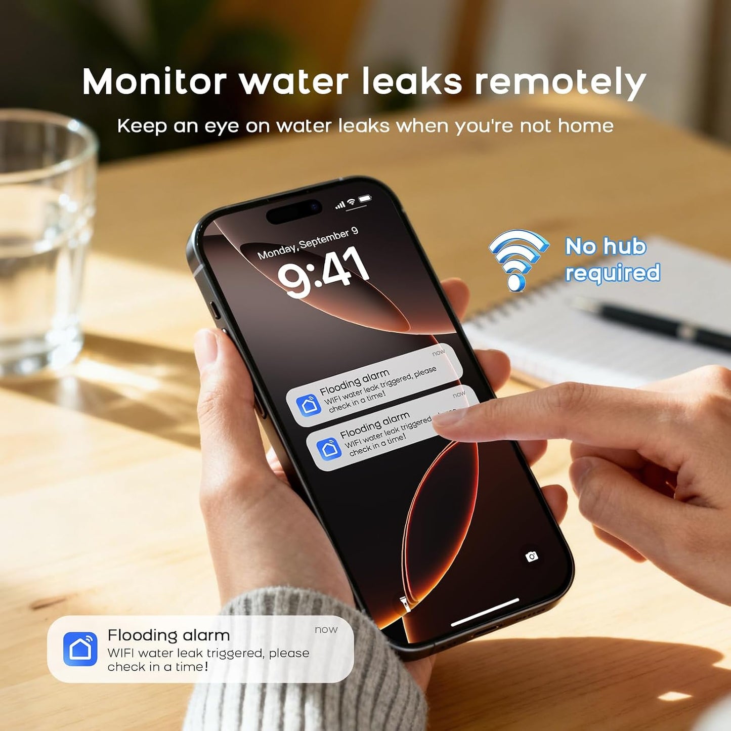Wireless WiFi Water Leak Detectors,100dB Adjustable Loud Water Leak Sensor for Smart Life Tuya APP Control &amp; Instant Alerts,Delayed &amp; Extended Alarm Duration for Home Kitchen,Sink,NO Monthly Fees