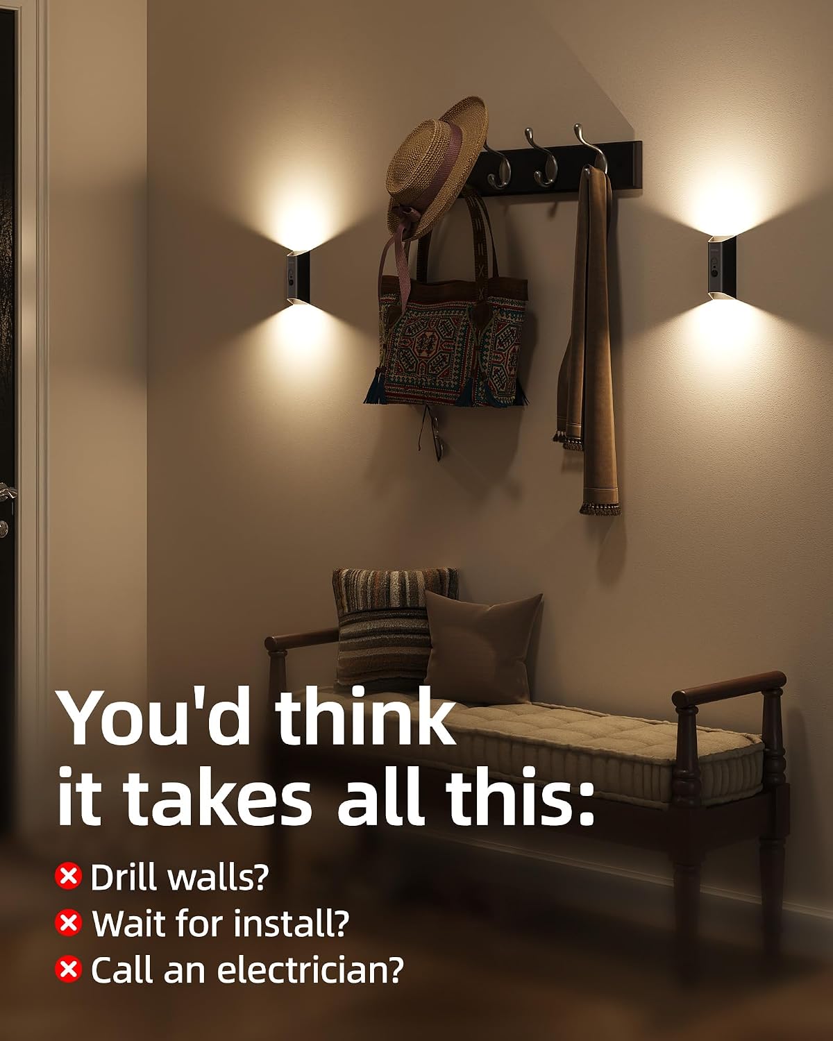 EZVALO Motion Sensor Wall Light with Remote Control, Rechargeable Wall Sconce, 3 Color Temps, Dimmable, Magnetic, LED Indoor Wireless Wall Lamp, 4000mAh, for Hallway, Stair, Entryway, Renters