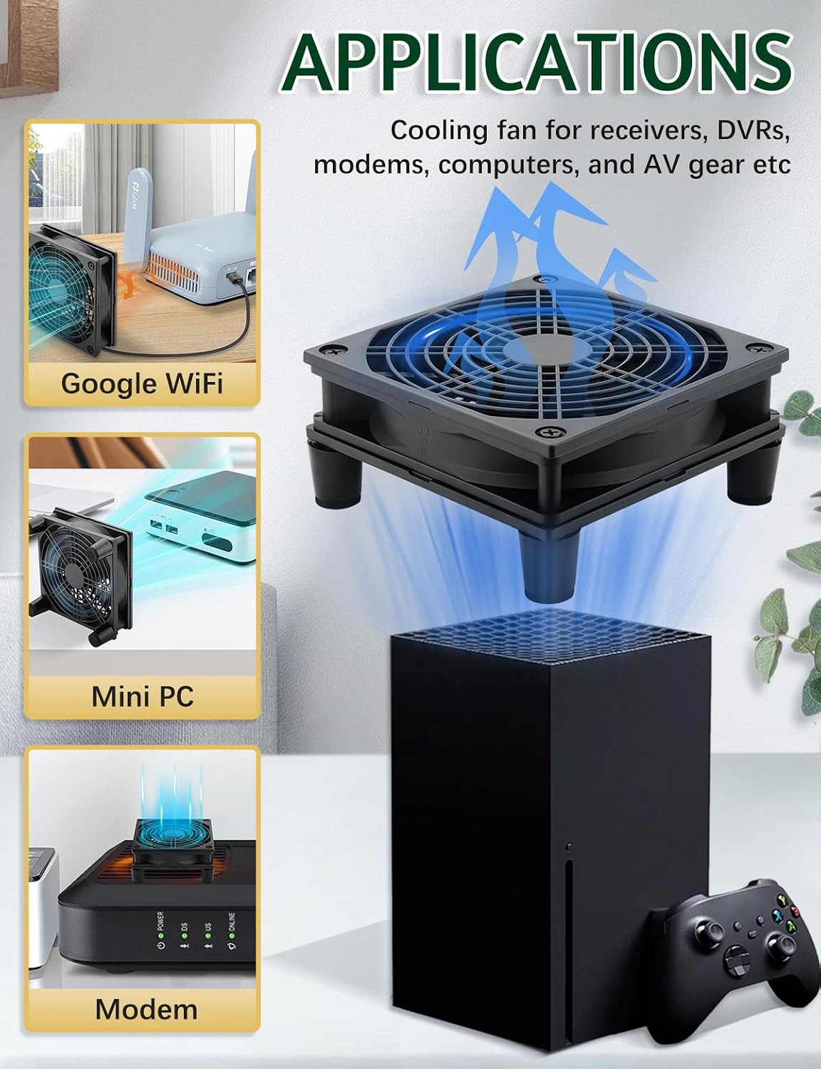 USB 120mm Computer Cooling Fan 5v 3 Speed Controller | Electronics Cooling Pad for Router Xbox PlayStation Receiver DVR T-Mobile 5G Home Internet Gateway Modem Mini PC