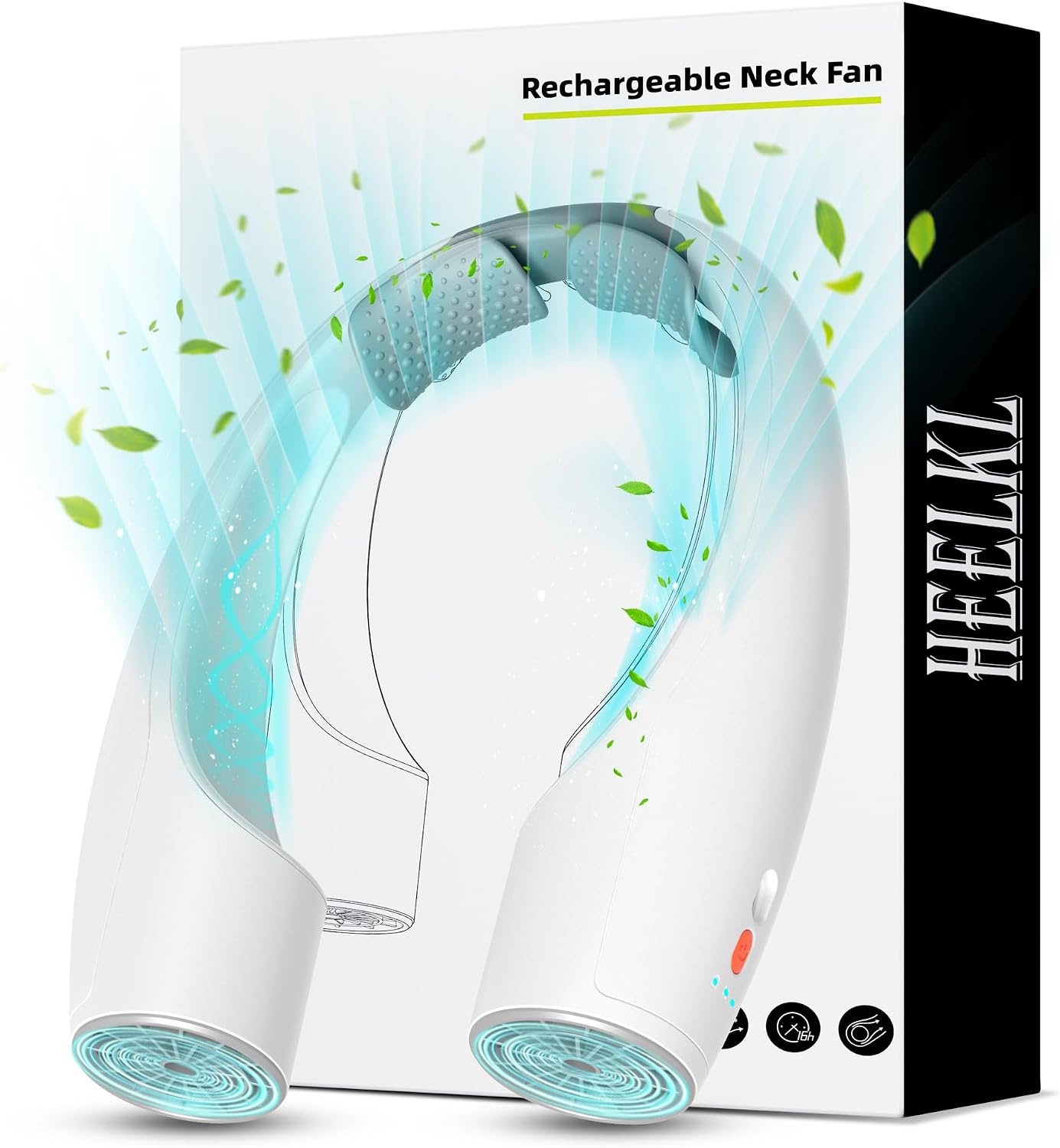 AI Neck Fan, 4 Speeds Adjustable Portable Personal Fan Rechargeable, 4000 mAh Battery Faster Cooling Wearable Fan, Ultra Quiet for Home, Office, Travel, Outdoor - Black