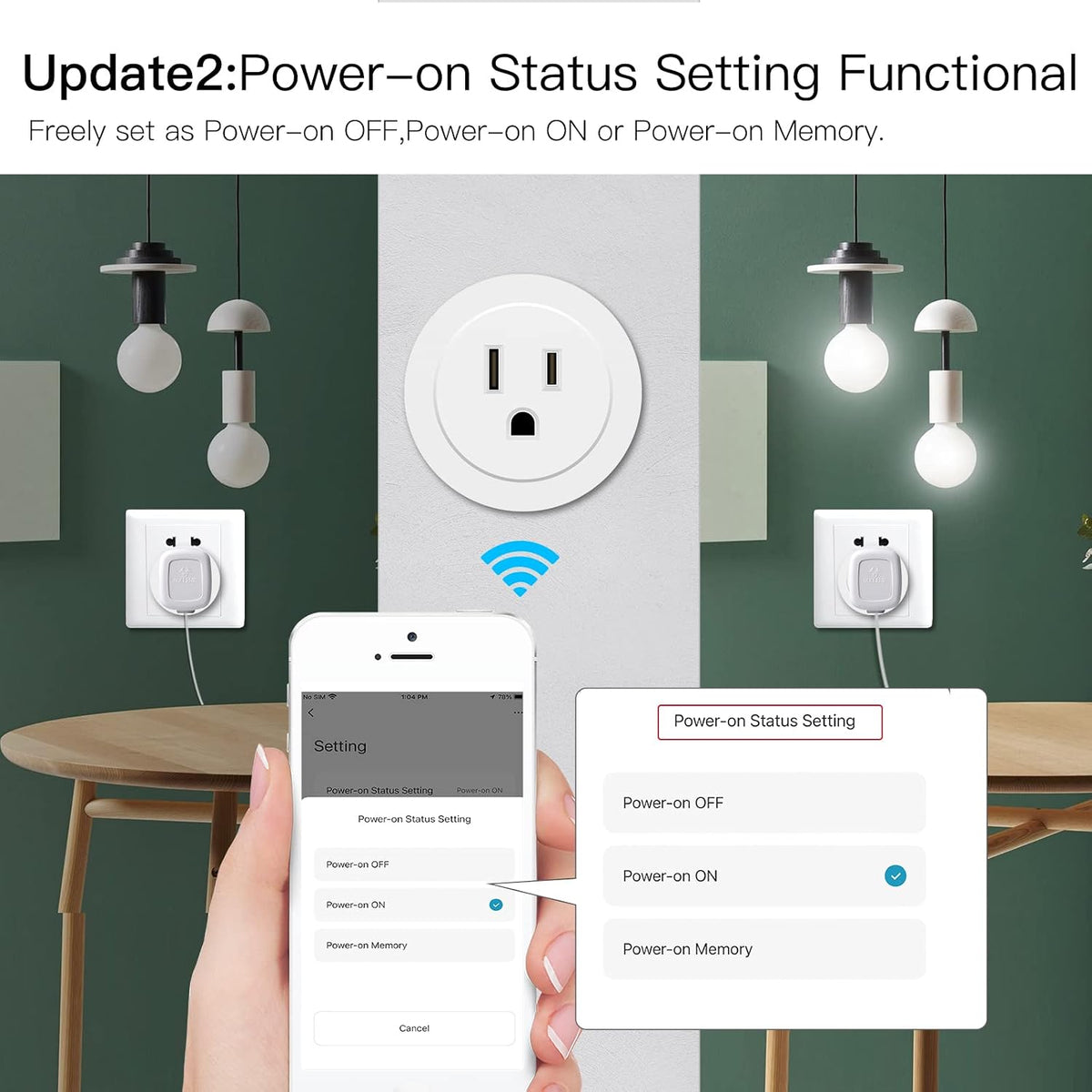 MoesGo Smart Dimmer Plug, WiFi Plug in Dimmer for Lamps, White, 1 Pack