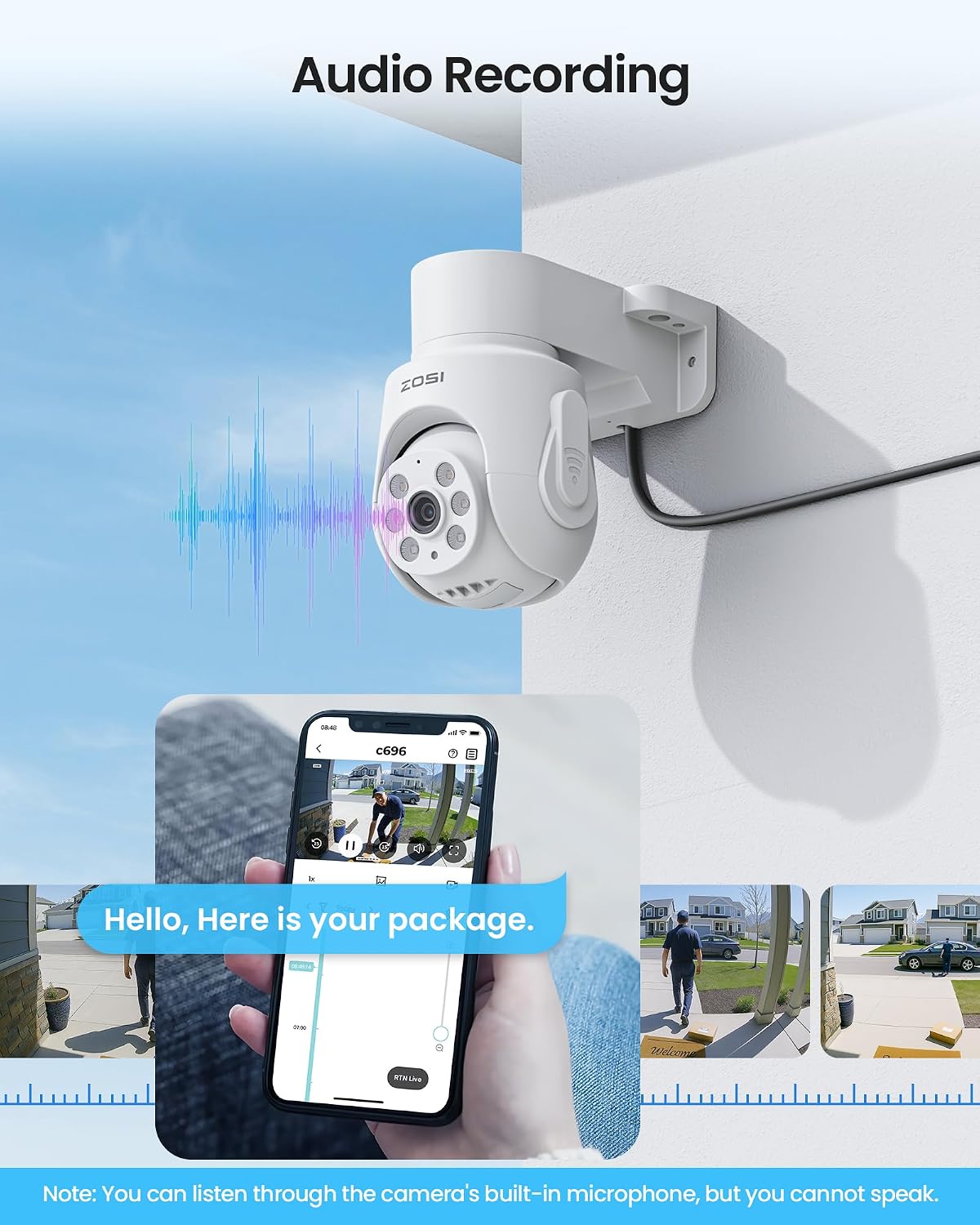 ZOSI 2 Pack 1080P Pan Tilt HD TVI Security Cameras, 360° View Outdoor Cam
