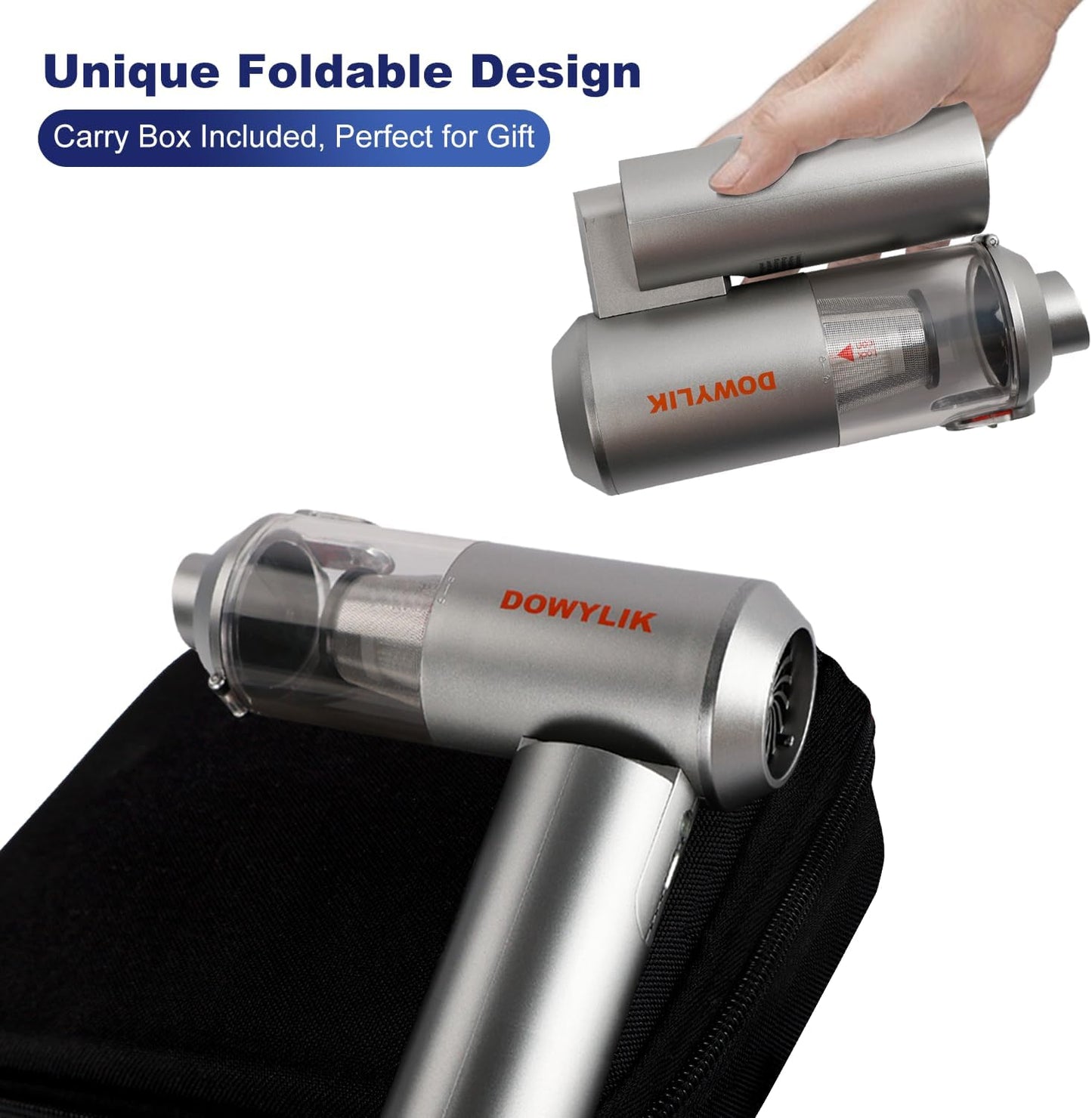 Compressed Air Duster, 150000RPM Compressed Air with LED,2-in-1 Mini Vacuum | Electric Air Duster for PC Cleanning Kit, Canned Air Duster for Computers-Air Blower for Electronics with Case