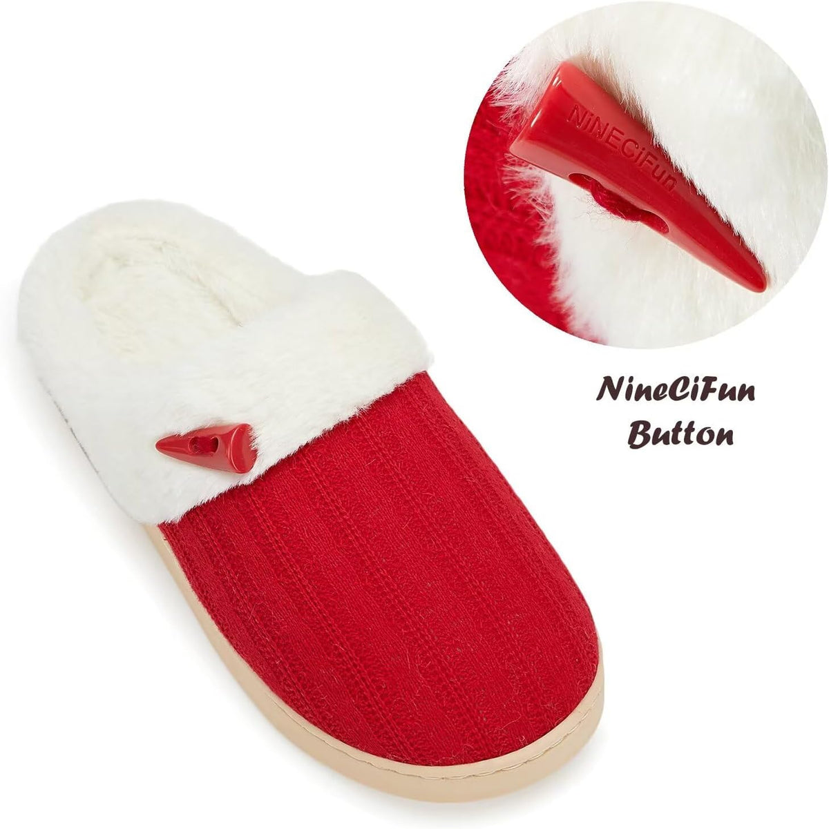 NineCiFun Women's Slip on Fuzzy Slippers Memory Foam House Slippers Outdoor Indoor Warm Plush Bedroom Shoes Scuff with Faux Fur Lining