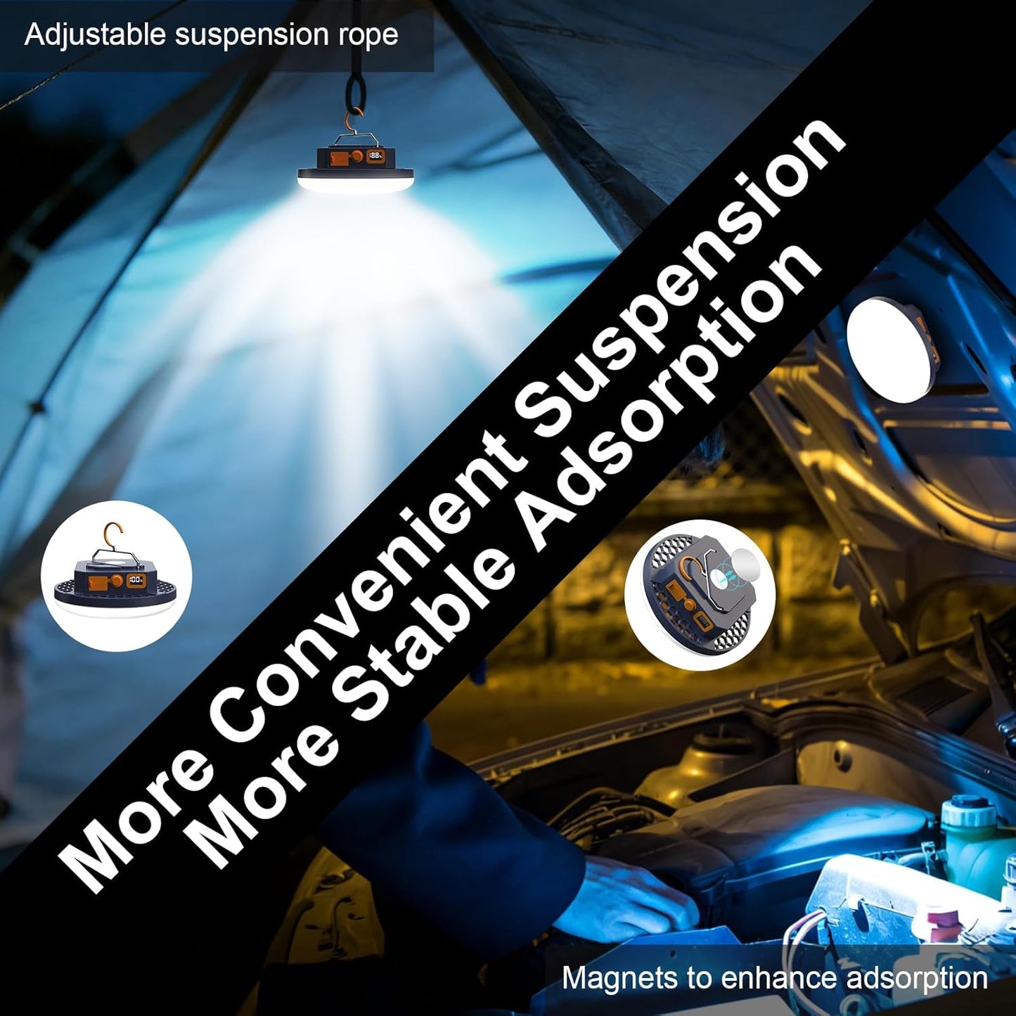 4000LM Flashlight Portable LED Camping Lantern Light 30W with Digital Display and Magnet , IPX5 Waterproof Tent Lights Light for Parents Christmas Gift