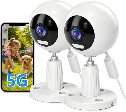 3MP Cameras for Home Security, Outdoor Indoor Camera for Baby Monitor/Dog/Elder, Motion Detection, Color Night Vision, 5G/2.4G WiFi, 2-Way Audio, Plug-in, SD/Cloud Storage, 2 Pack
