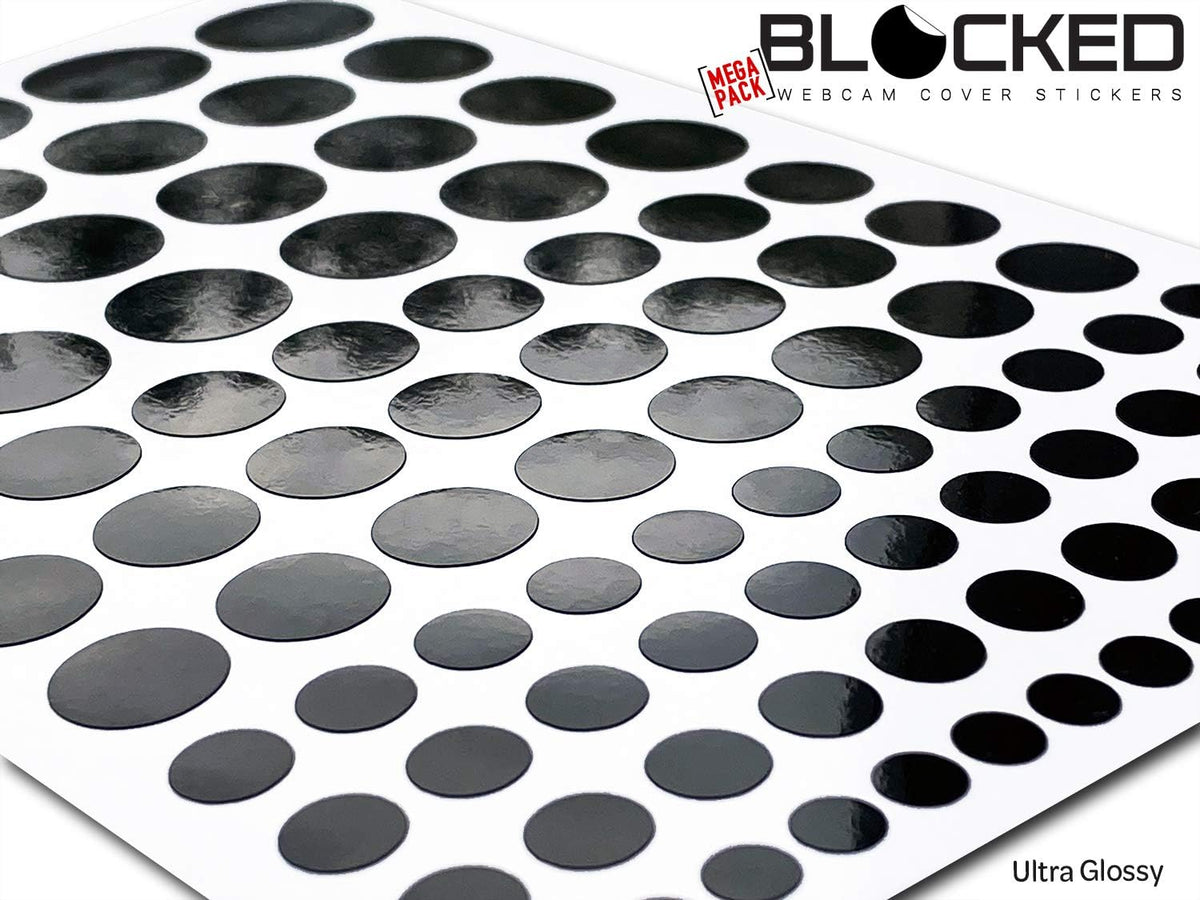 BLOCKED Original Vinyl Webcam Cover Stickers | 456 Restickable & Stackable Privacy Covers | for All Camera-endable Devices | Multi Finishes, Colors, & Sizes | 6-Pack Variety