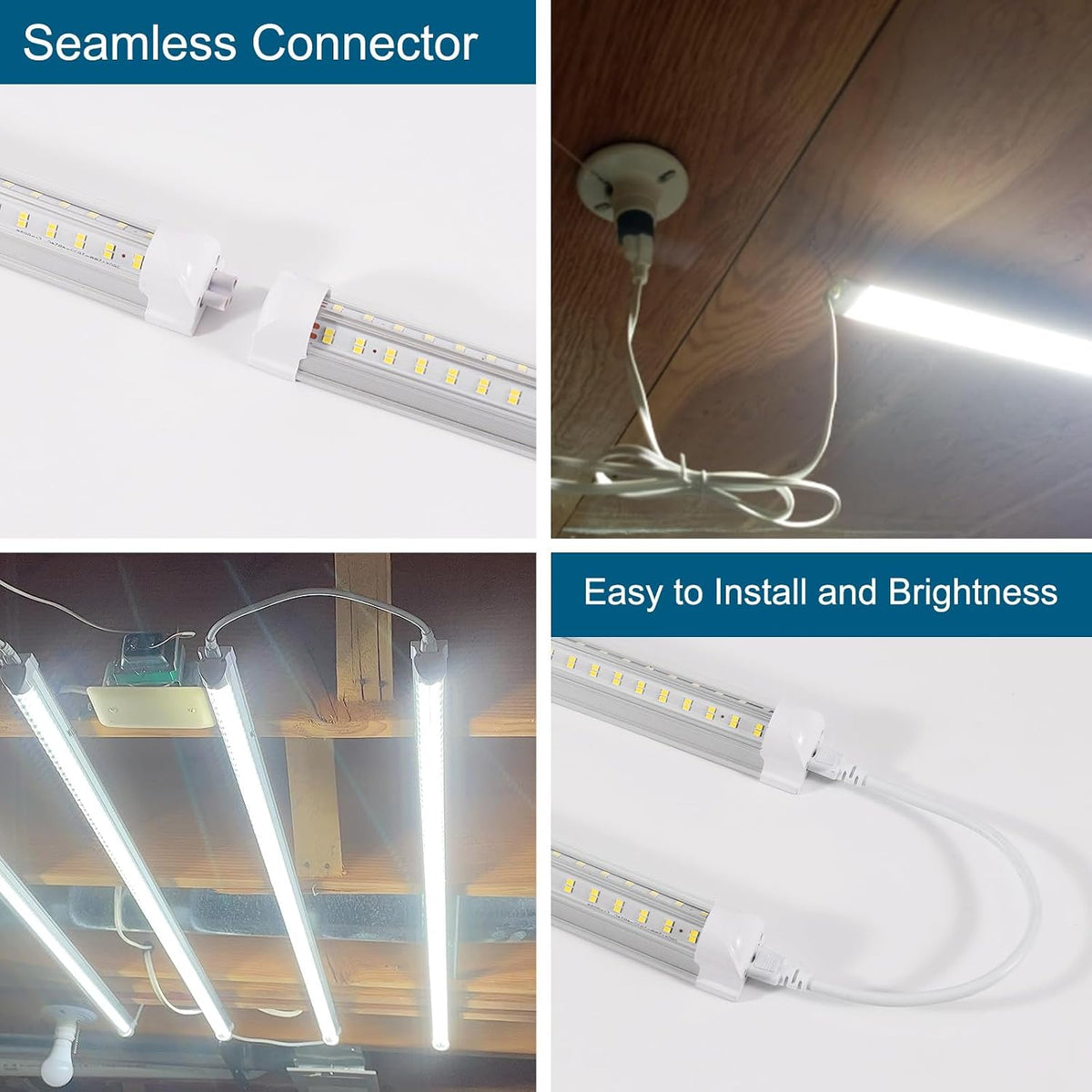 Led Shop Lights,Led Shop Lights 4FT 50W 6500K 7000LM Clear White,Shop Light 4FT 110V Linkable Integrated V-Shape for Shop Garage,Warehouse,Workbench and Workshop Commercial Bay Lighting(2-Pack)