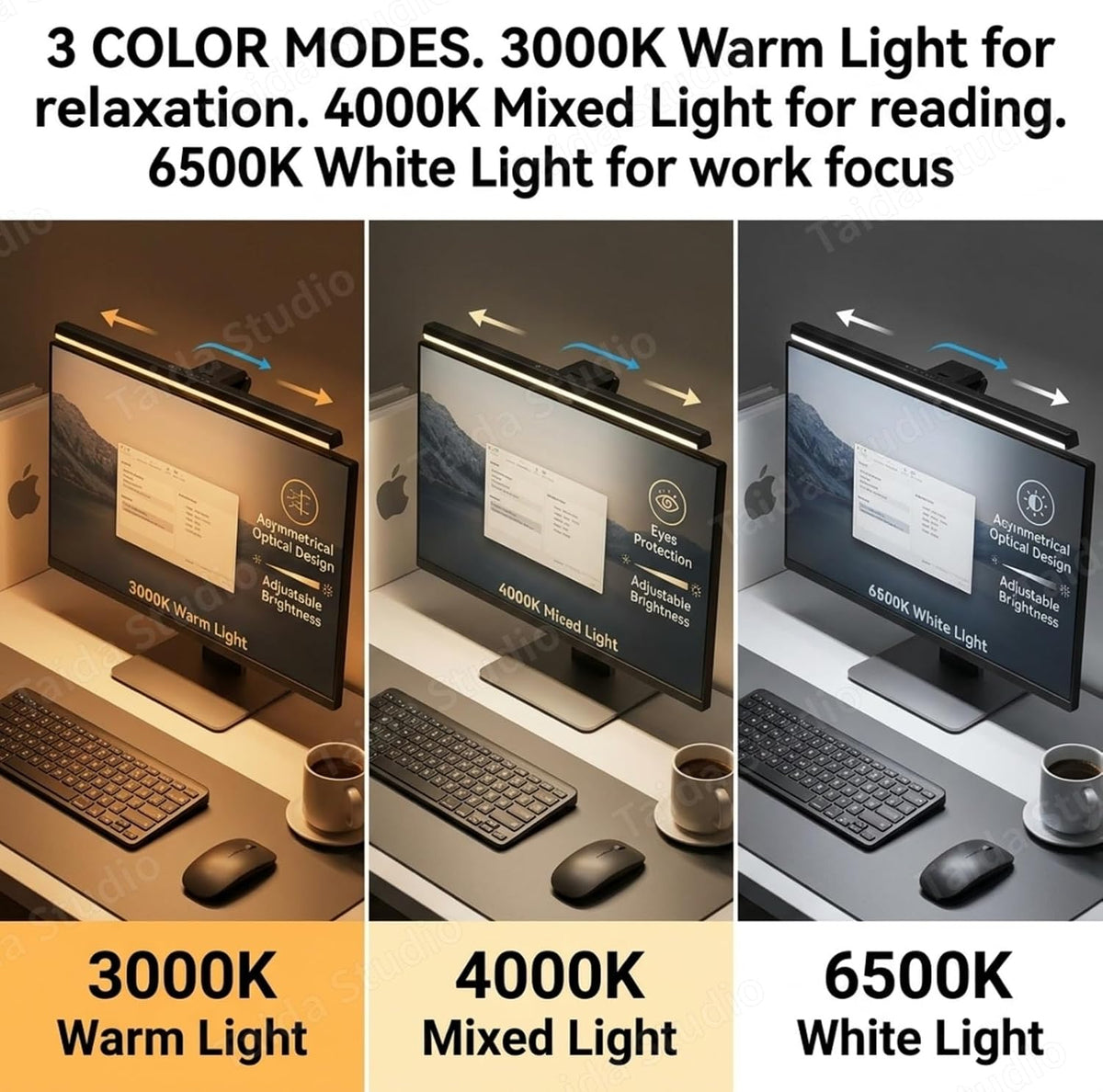 Monitor Light Bar Dimmable LED Lamp with Touch Control, New 51cm RGB Glow