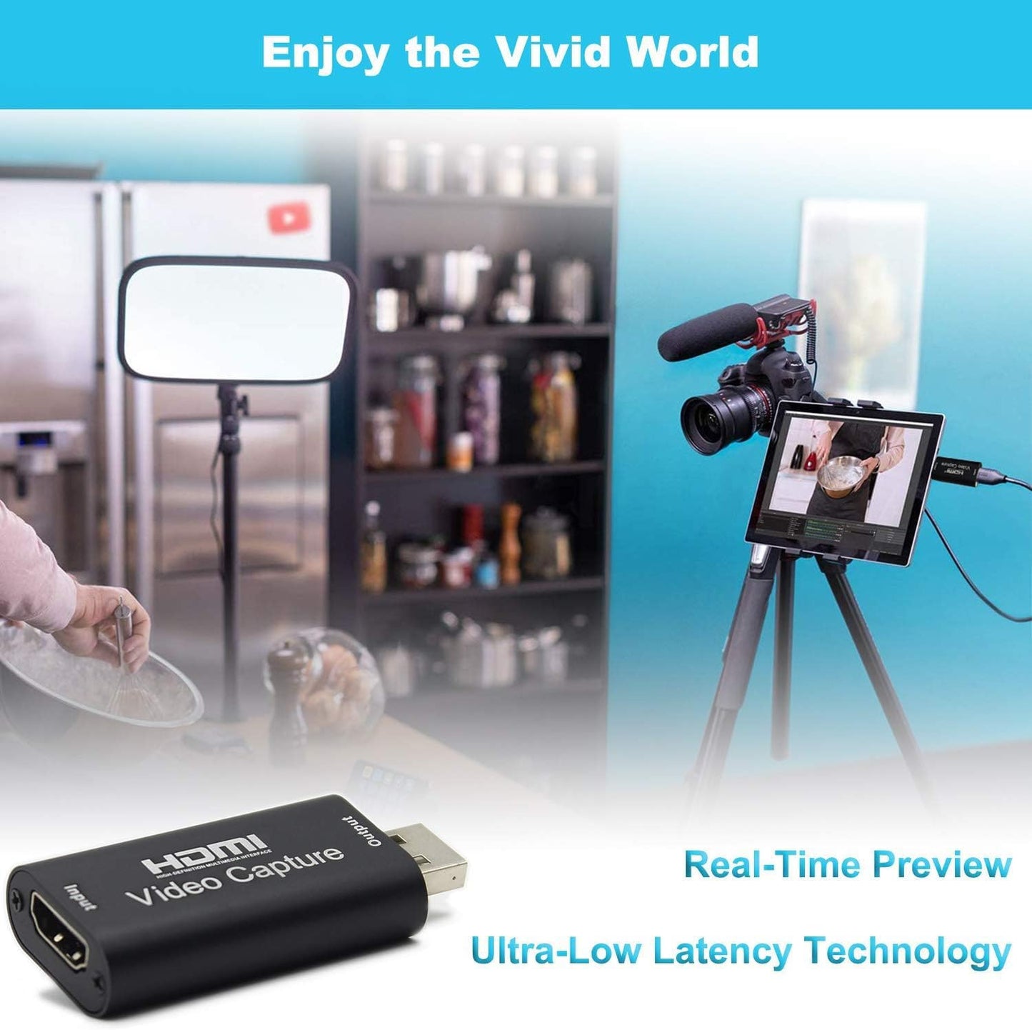 BlueAVS 4K HDMI to USB Capture Card, 1080P@60Hz, Live Streaming & Recording | Plug and Play HDMI Capture for DSLR, Camcorder and Action Cam, Ideal for OBS, Zoom, Live Streaming and Video Calls