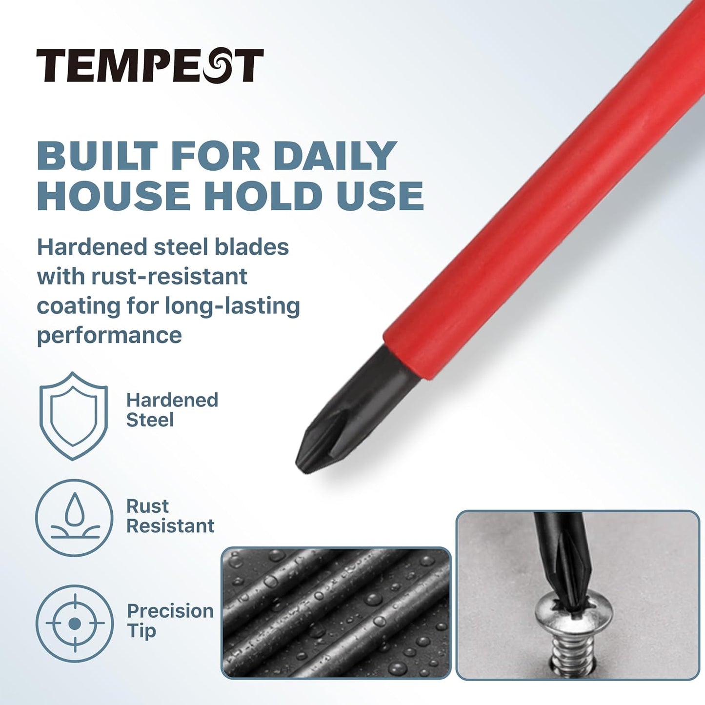 TEMPEST 7 Piece VDE Insulated Screwdriver Set, 1000V Electrical Safety Kit with Voltage Tester, Ergonomic Anti-Slip Handle for Home Wiring, Outlet Repair & Appliance Fixes