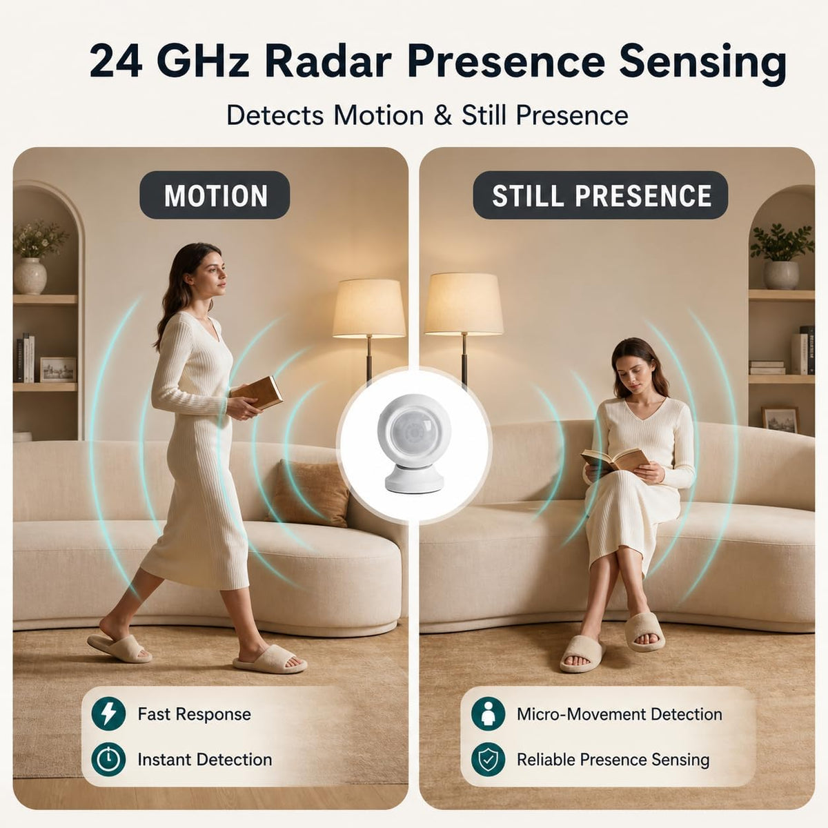 Zigbee Human Presence Sensor, Battery-Powered, Zigbee Hub Required