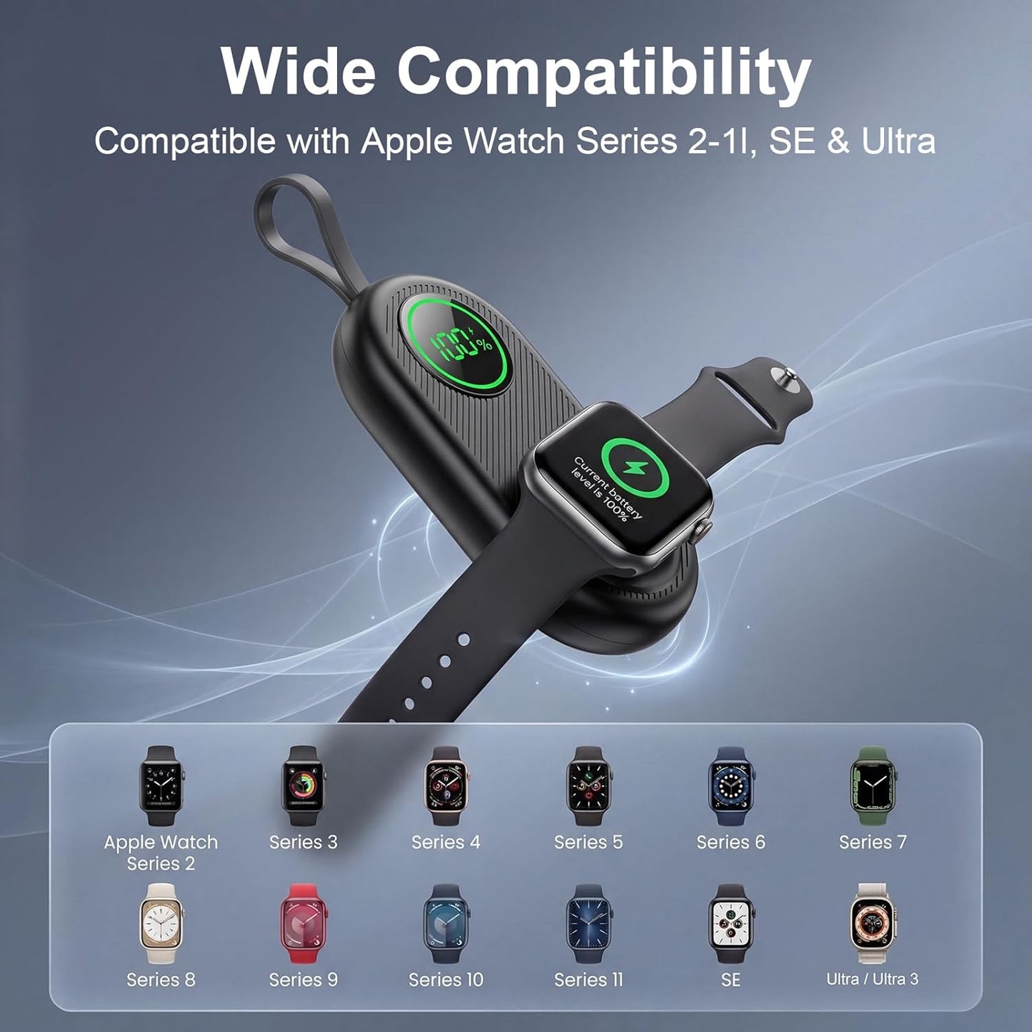 2026 Upgraded 2500mAh Portable Charger for Apple Watch 2-in-1 Wireless | Magnetic Fast Charging for Apple Watch Charger - Compact iWatch Accessories for RV, Camping, Car & Travel Essential