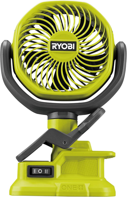 Ryobi RCF18-0 18V ONE+ Cordless 10cm Clamp Fan (Bare Tool) Hyper Green | PCF02B - Battery and Charger are Sold Separately